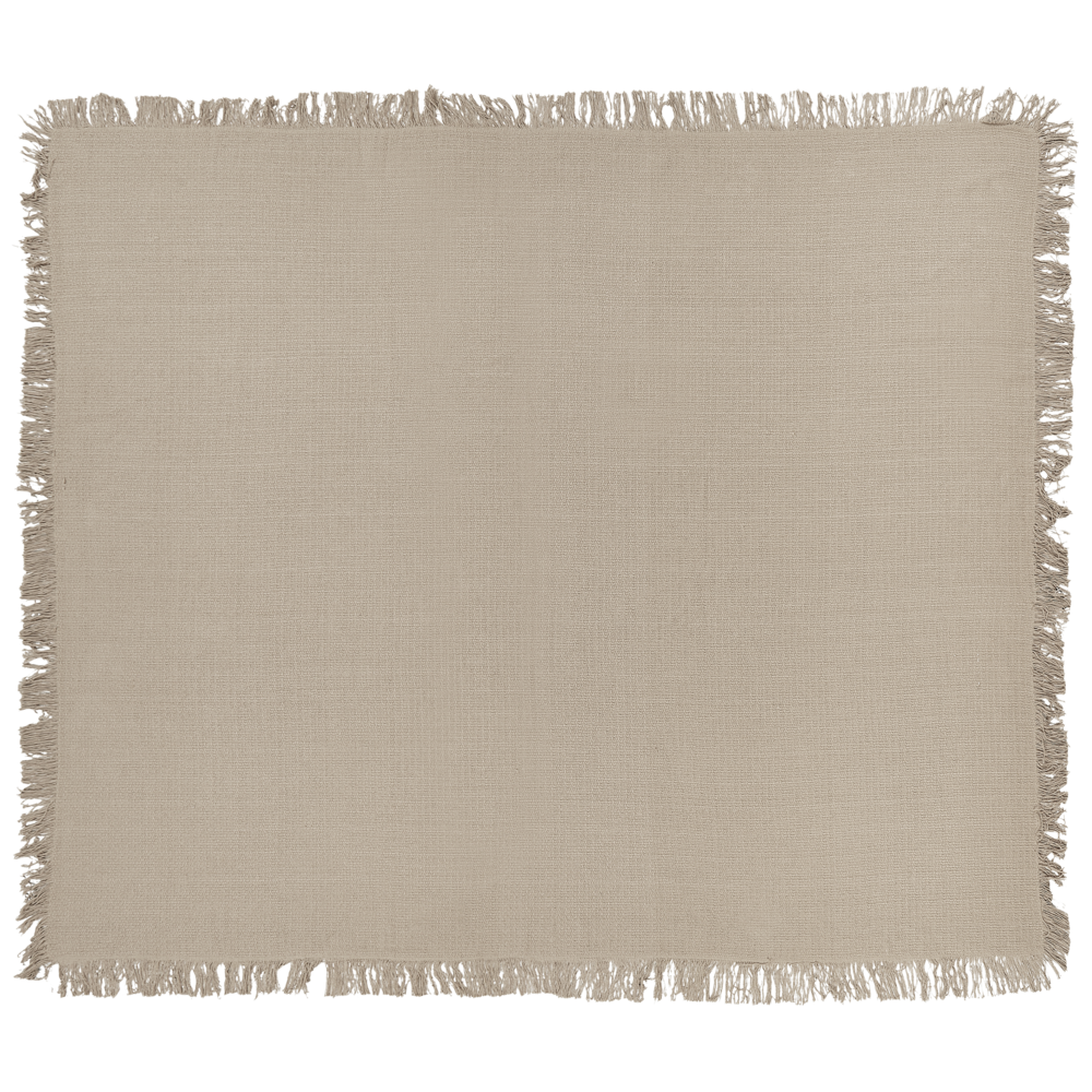 Image of Copriletto tortora in tessuto di cotone 220 x 240 cm con frange Coperta decorativa Biancheria da letto design classico Camera da letto
