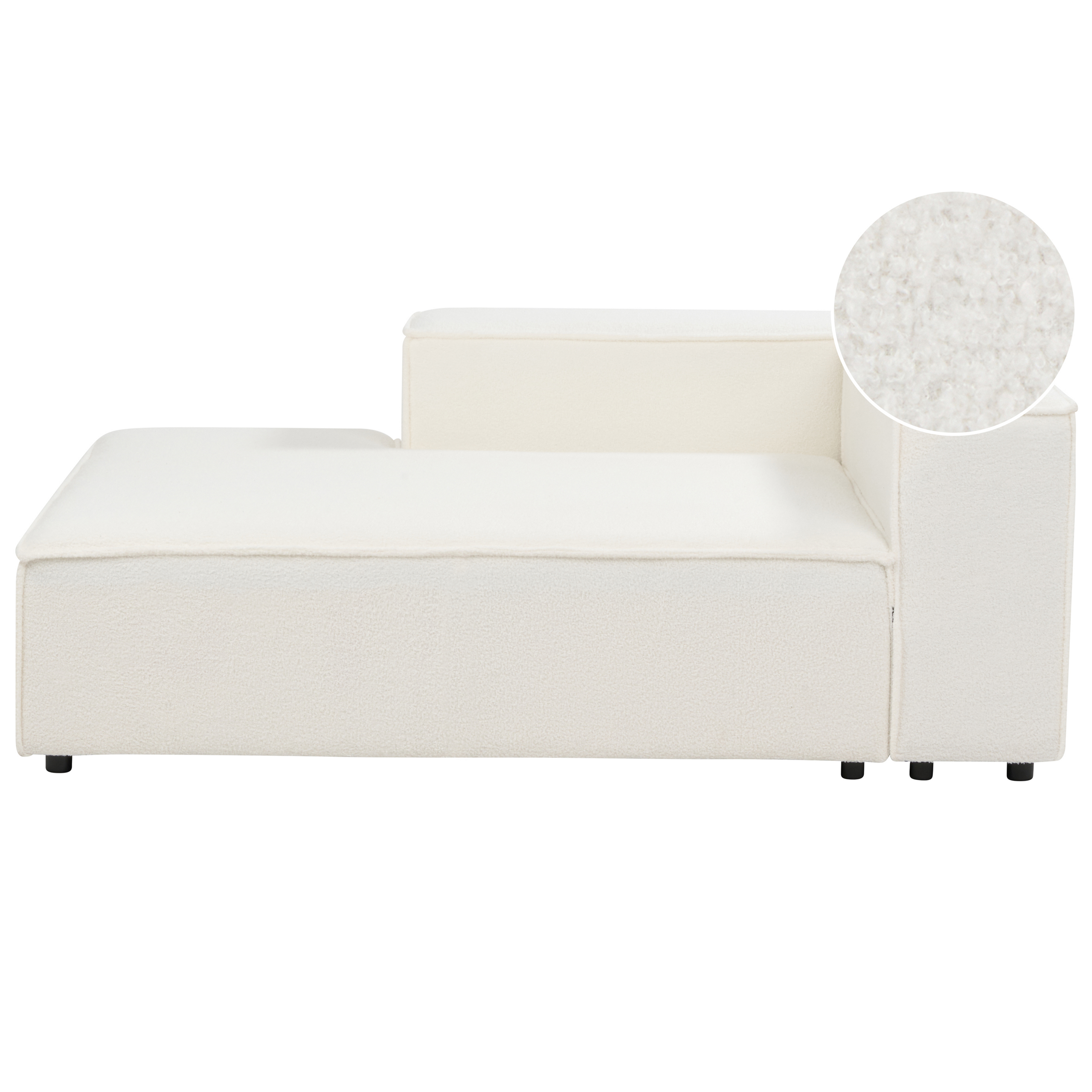 Chaise longue bouclé wit rechtszijdig APRICA