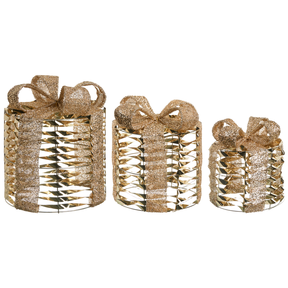 Set di 3 luci decorative natalizie a LED bianche colore oro luci festive per interni colore oro