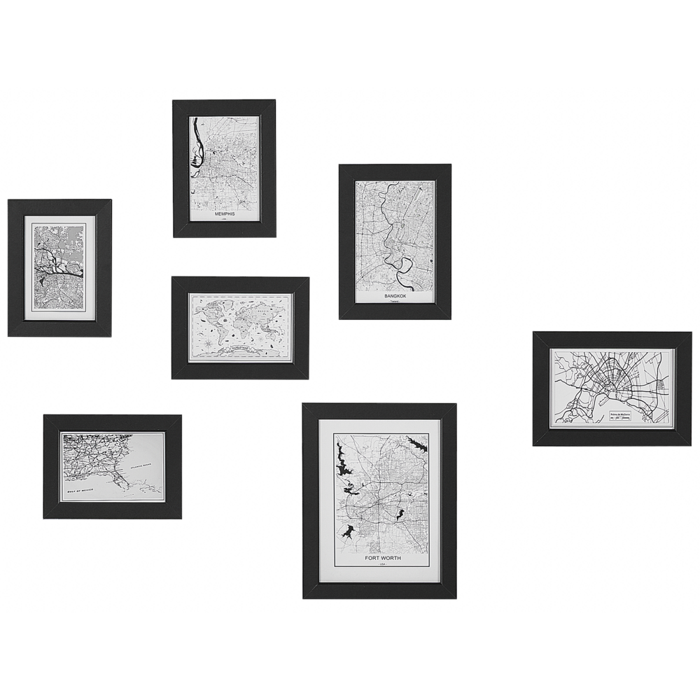 Image of Set di 7 cornici per foto nere in MDF varie dimensioni quadri multi foto