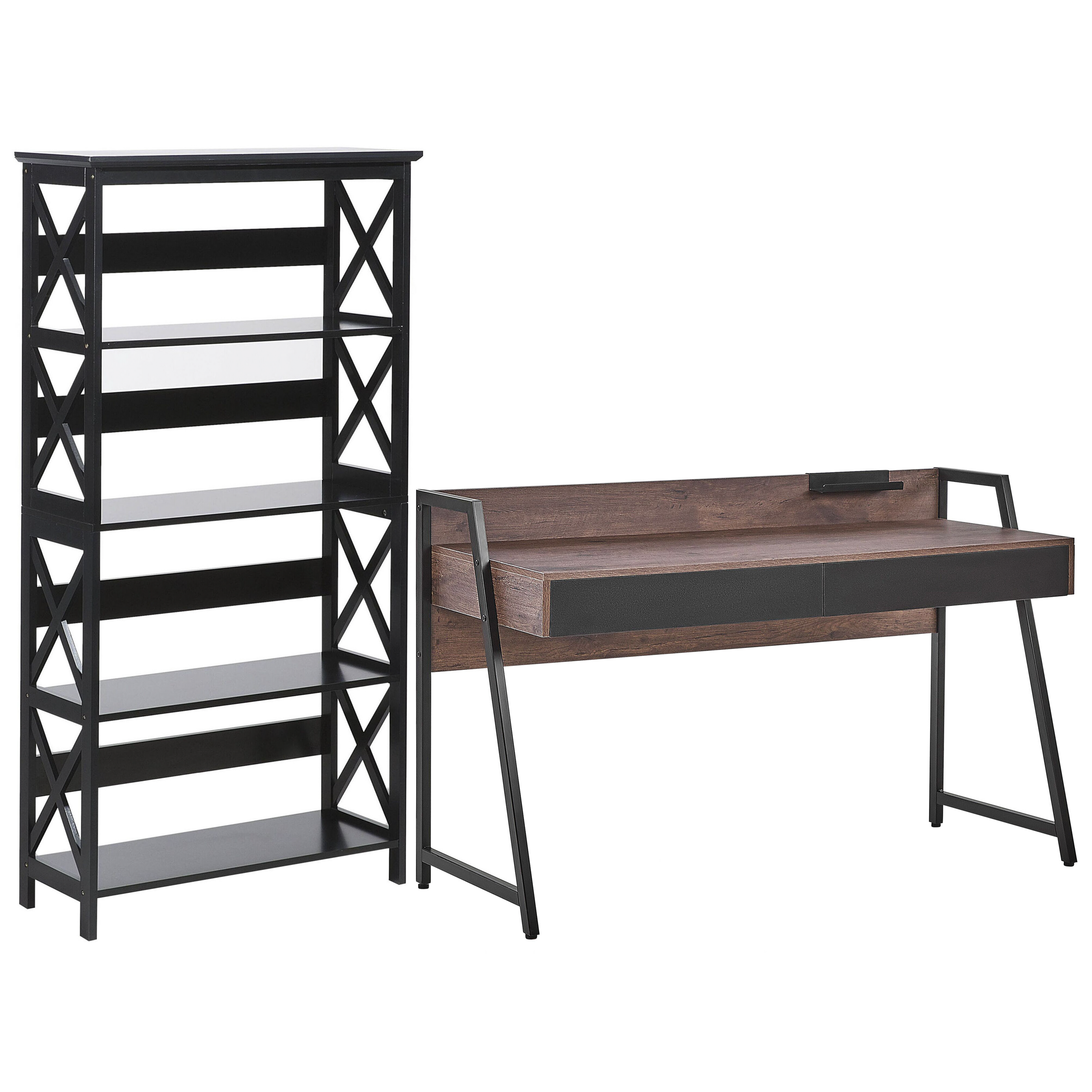 Bureauset donker hout met zwart FOSTER/HARWICH