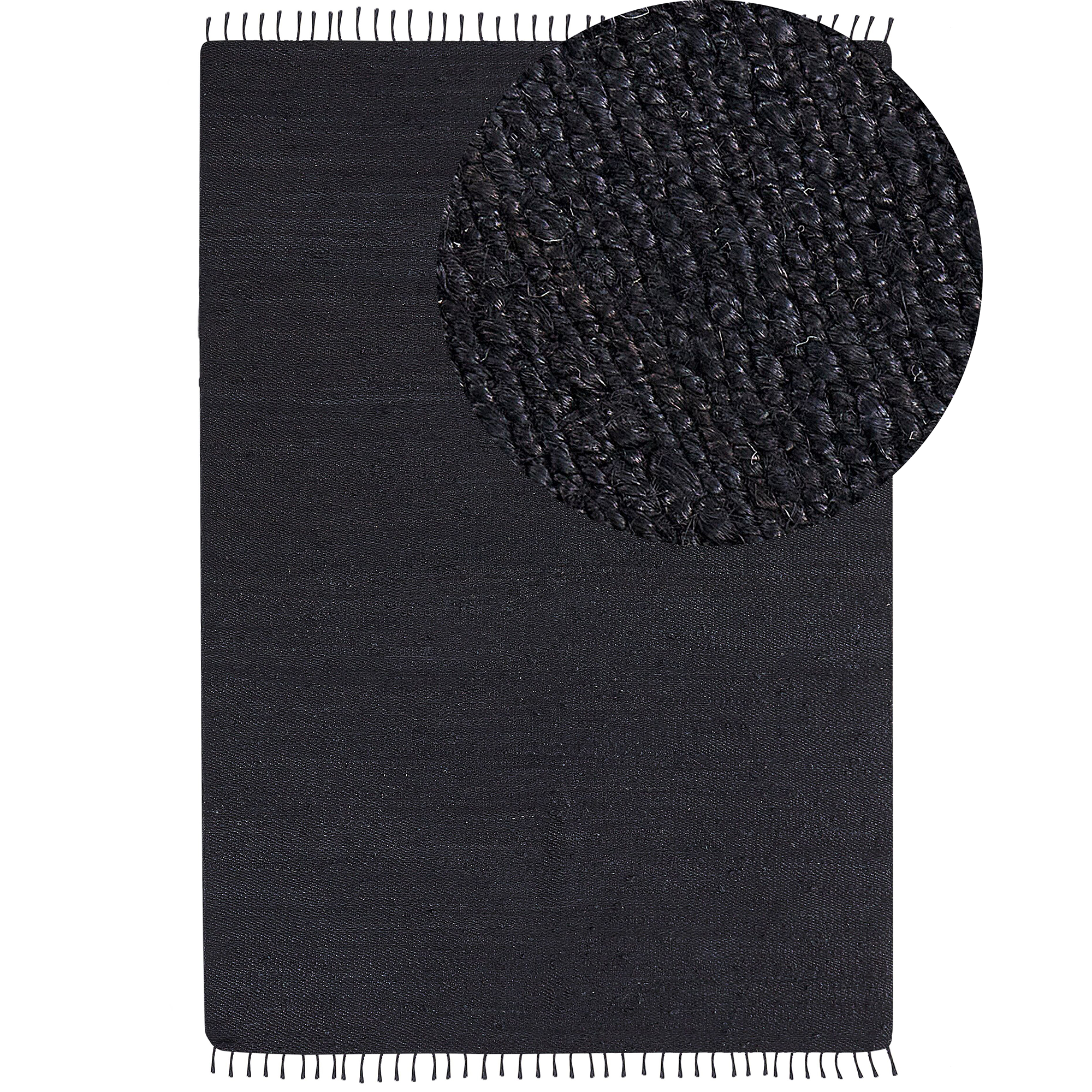 Vloerkleed jute zwart 160 x 230 cm SINANKOY