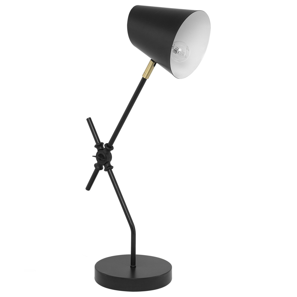 Image of Lampada da tavolo Lampada da scrivania in metallo Nero con braccio a gru paralume orientabile