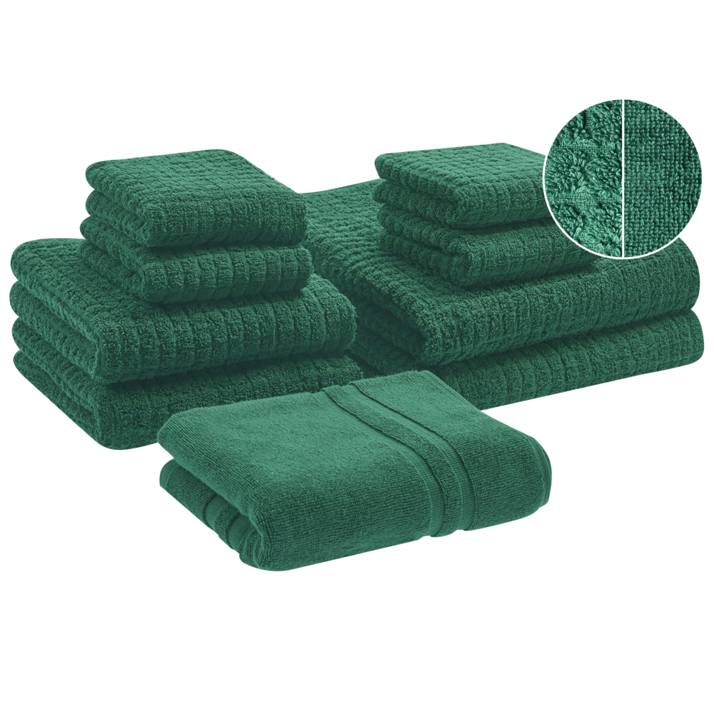 Set di 9 asciugamani Verde in cotone per ospiti Asciugamano da bagno e tappetino da bagno
