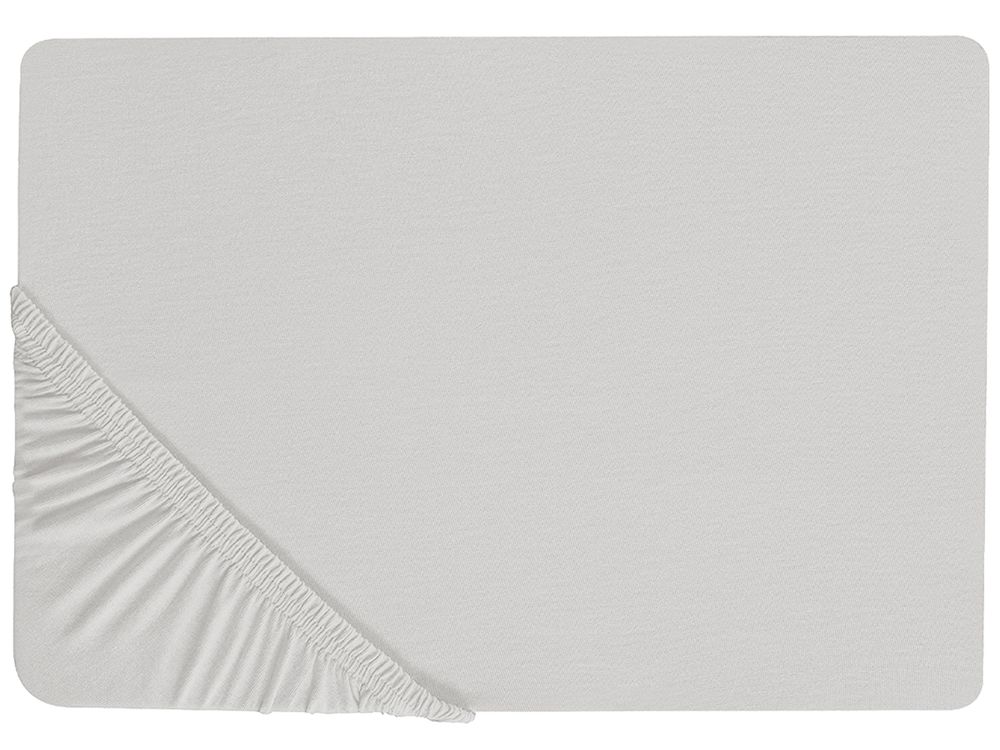 Image of Lenzuolo con angoli cotone grigio chiaro 160 x 200 cm con bordi elastici modello classico a tinta unita camera da letto classica