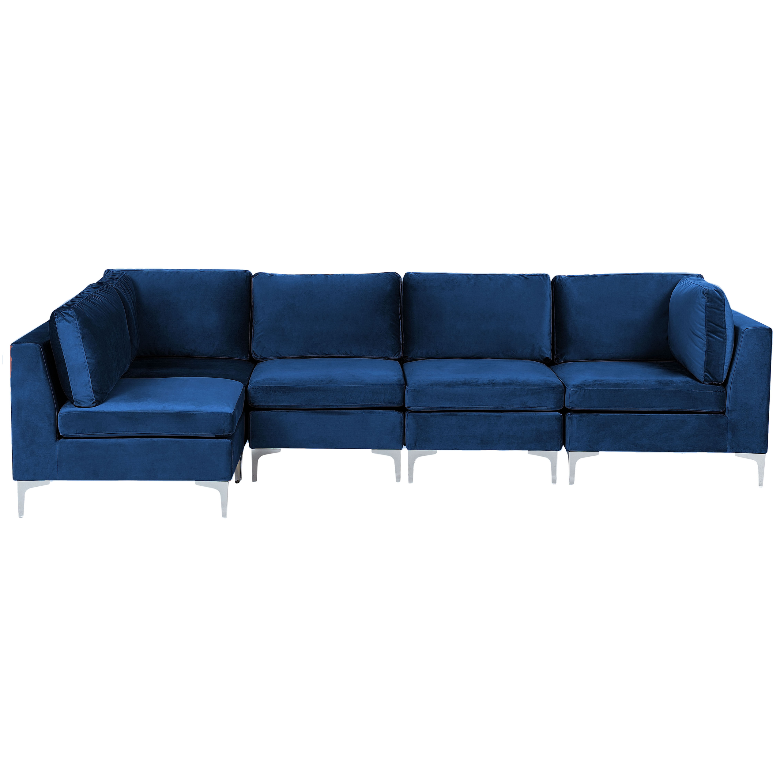 Hoekbank 5-zits fluweel blauw rechtszijdig EVJA