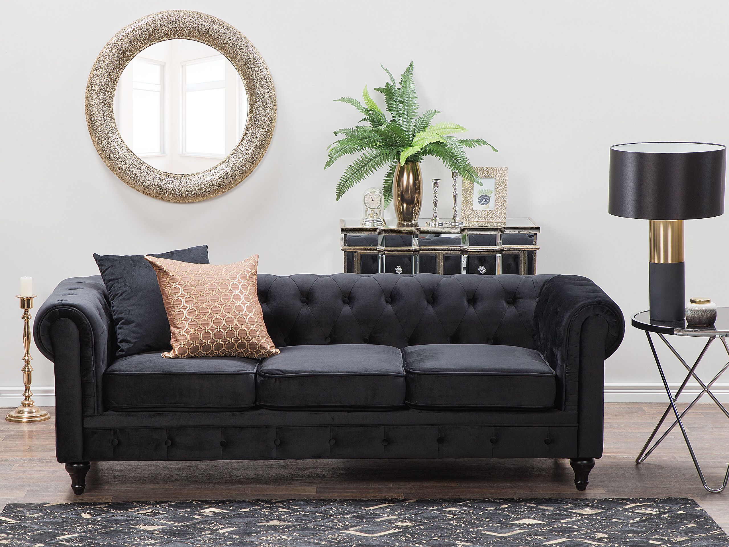 Sofa kanapa chesterfield welurowa czarna 191296 sklep BRW