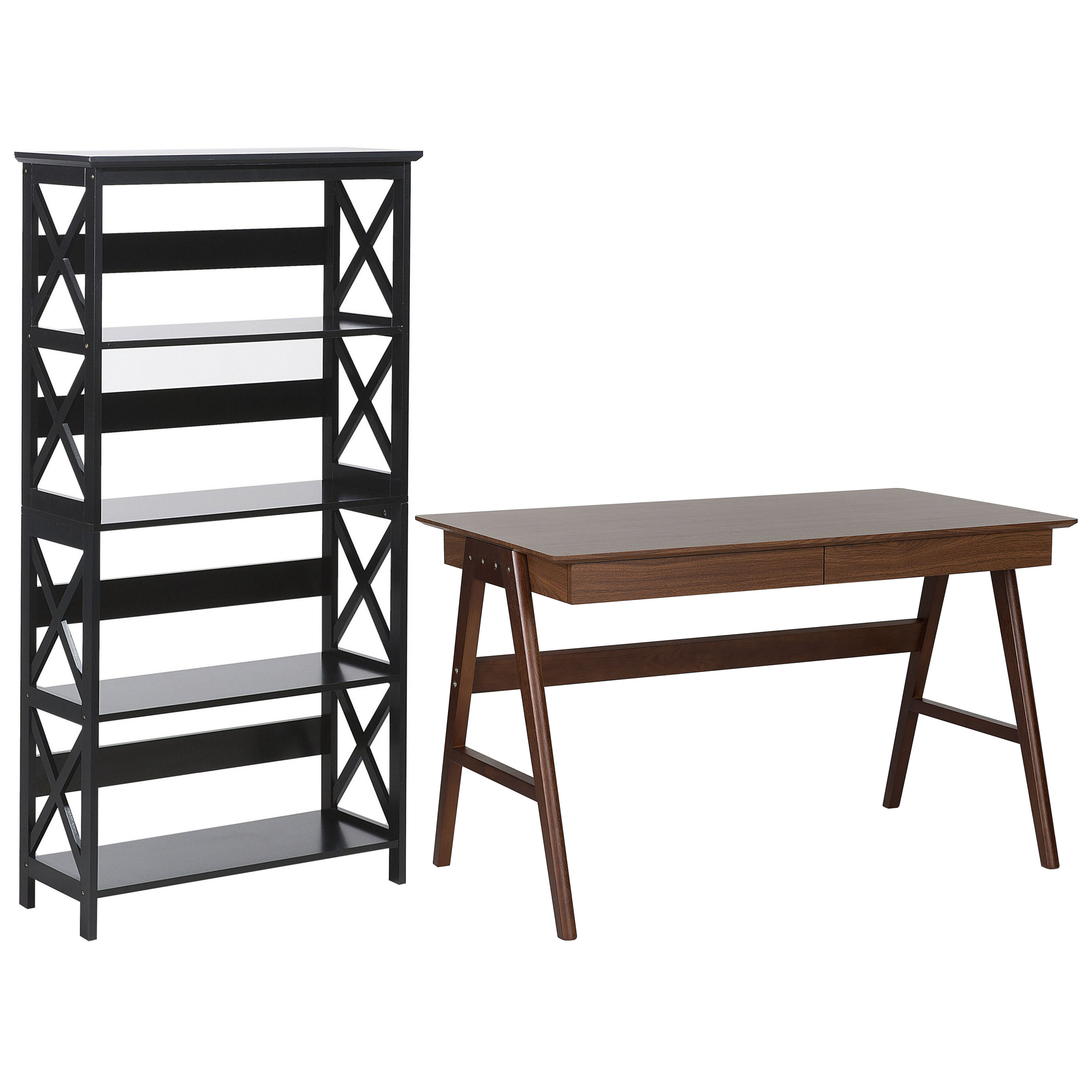 Bureauset donker hout met zwart FOSTER/SHESLAY
