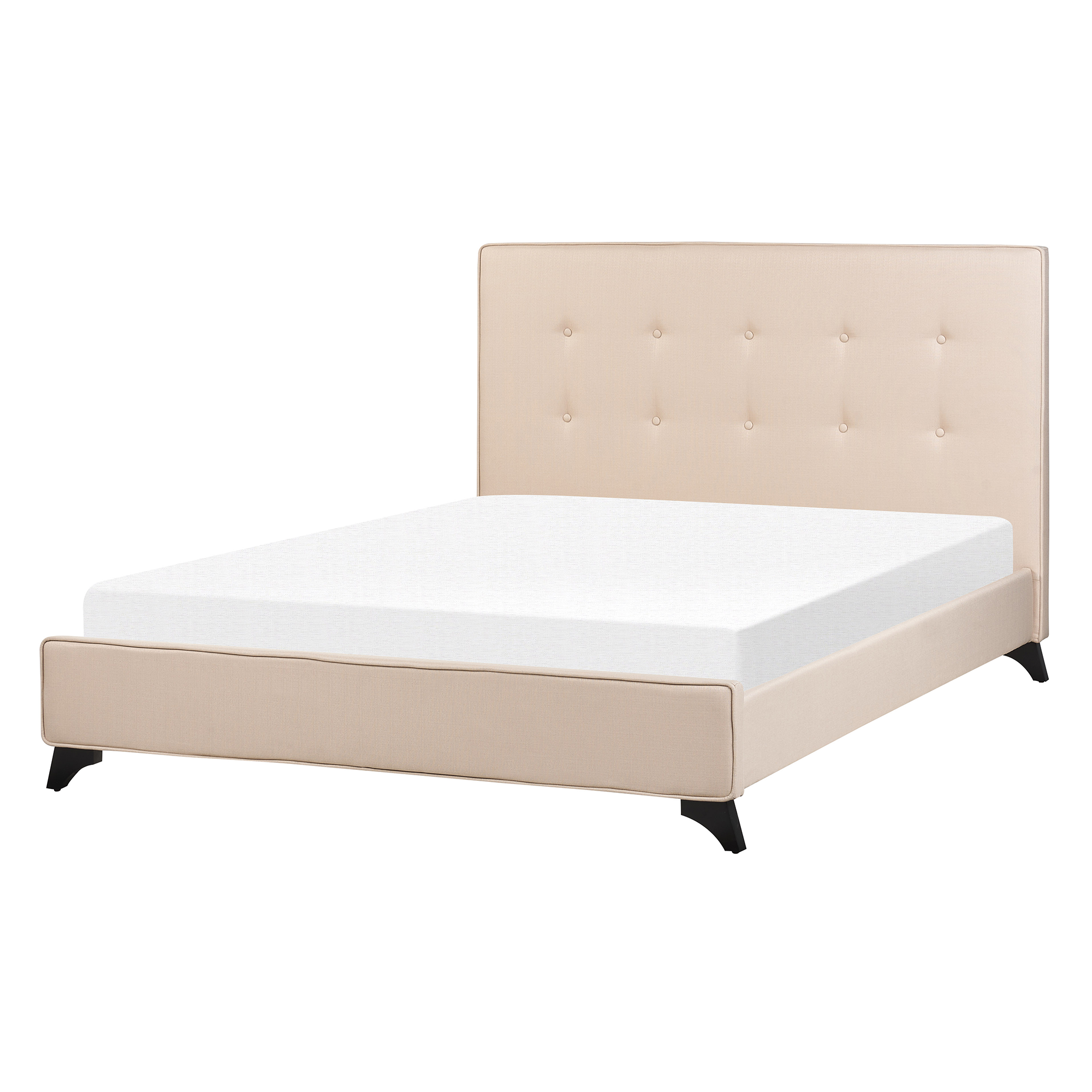 Beliani - Cama de casal em tecido creme 140 x 200 cm AMBASSADOR