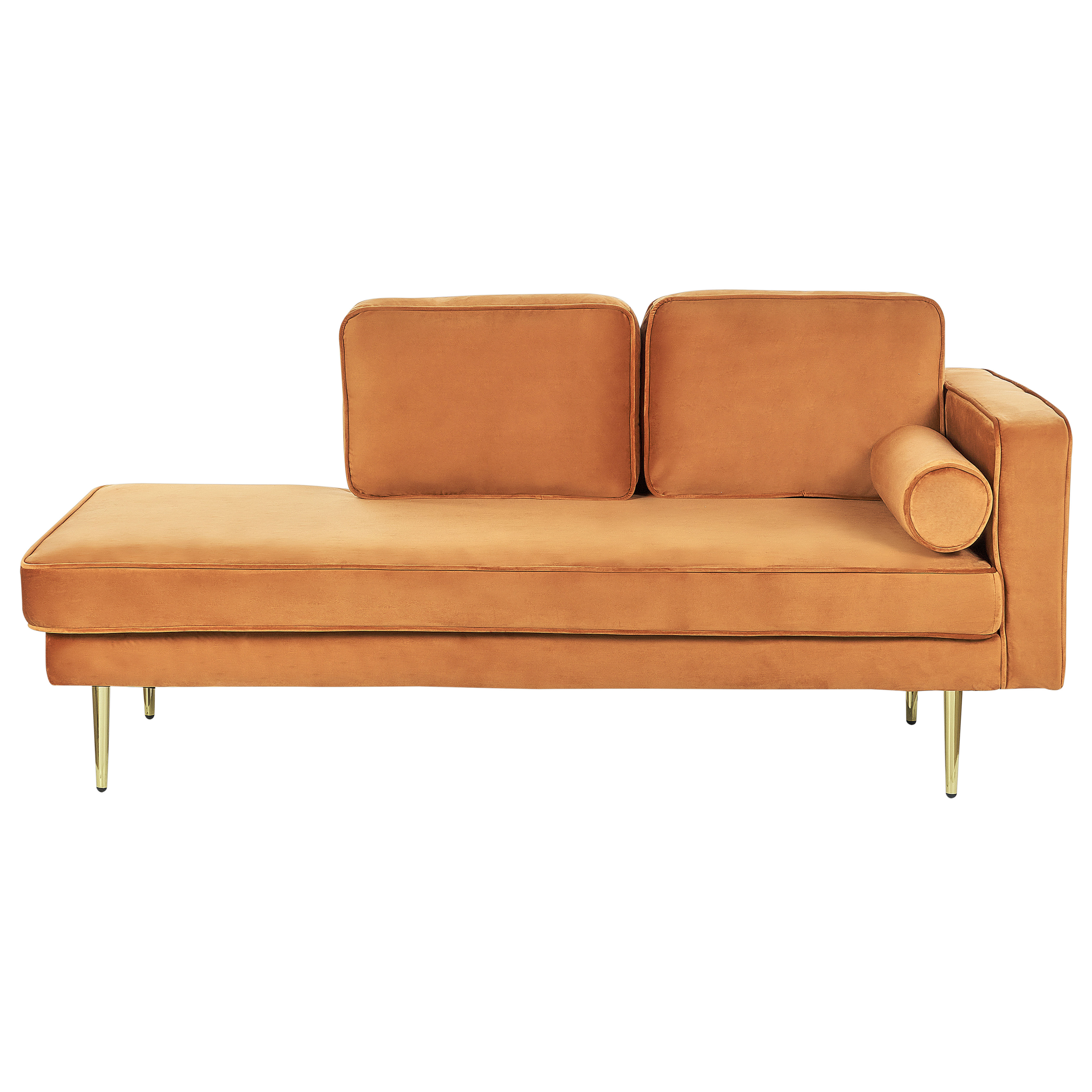 Chaise longue fluweel oranje rechtszijdig MIRAMAS