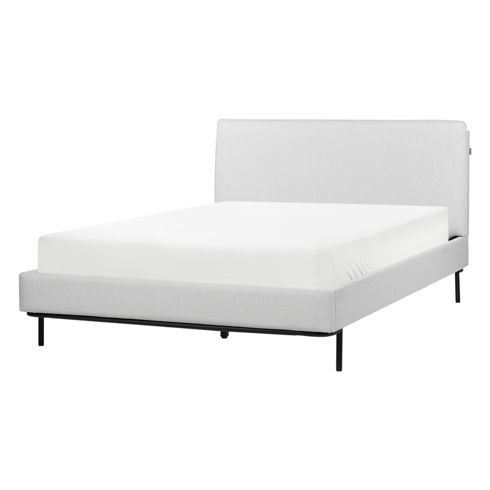 Letto a doghe Grigio Poliestere Tessuto Imbottito 140 x 200 cm EU Matrimoniale Design Moderno