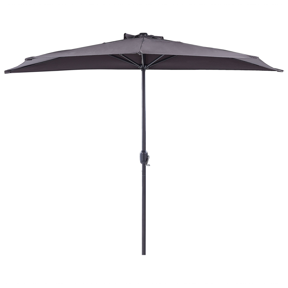 Image of Ombrellone da giardino semicircolare Parasole in poliestere grigio acciaio 2,7 m Ombrellone da balcone moderno