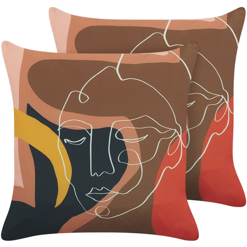 Image of Set di 2 cuscini decorativi poliestere multicolore 45 x 45 cm motivo viso glamour accessori decorativi
