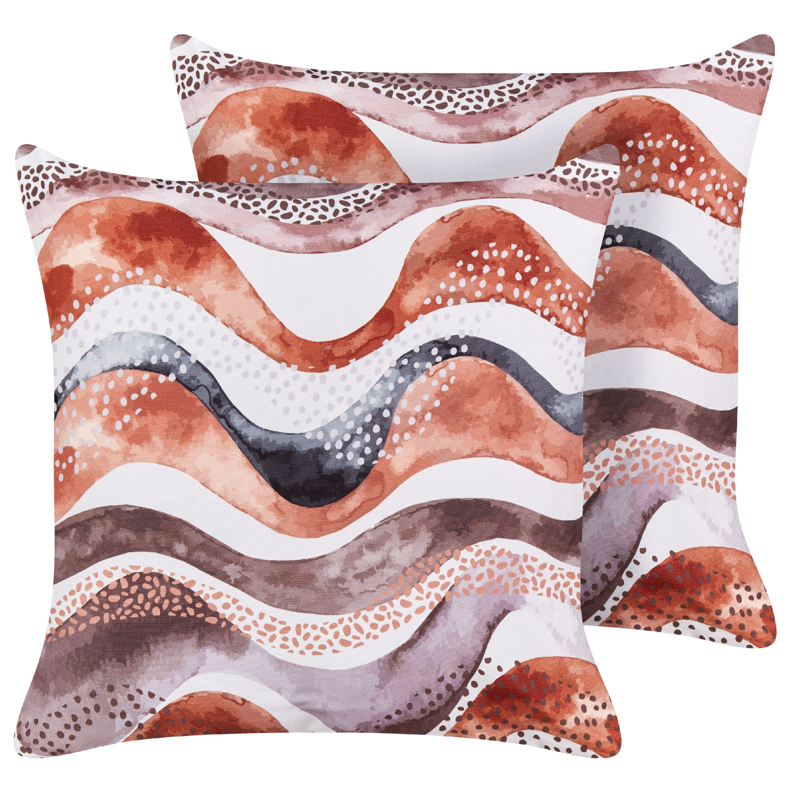 Tuinkussen set van 2 abstract patroon bruin 45 x 45 cm SEBORGA