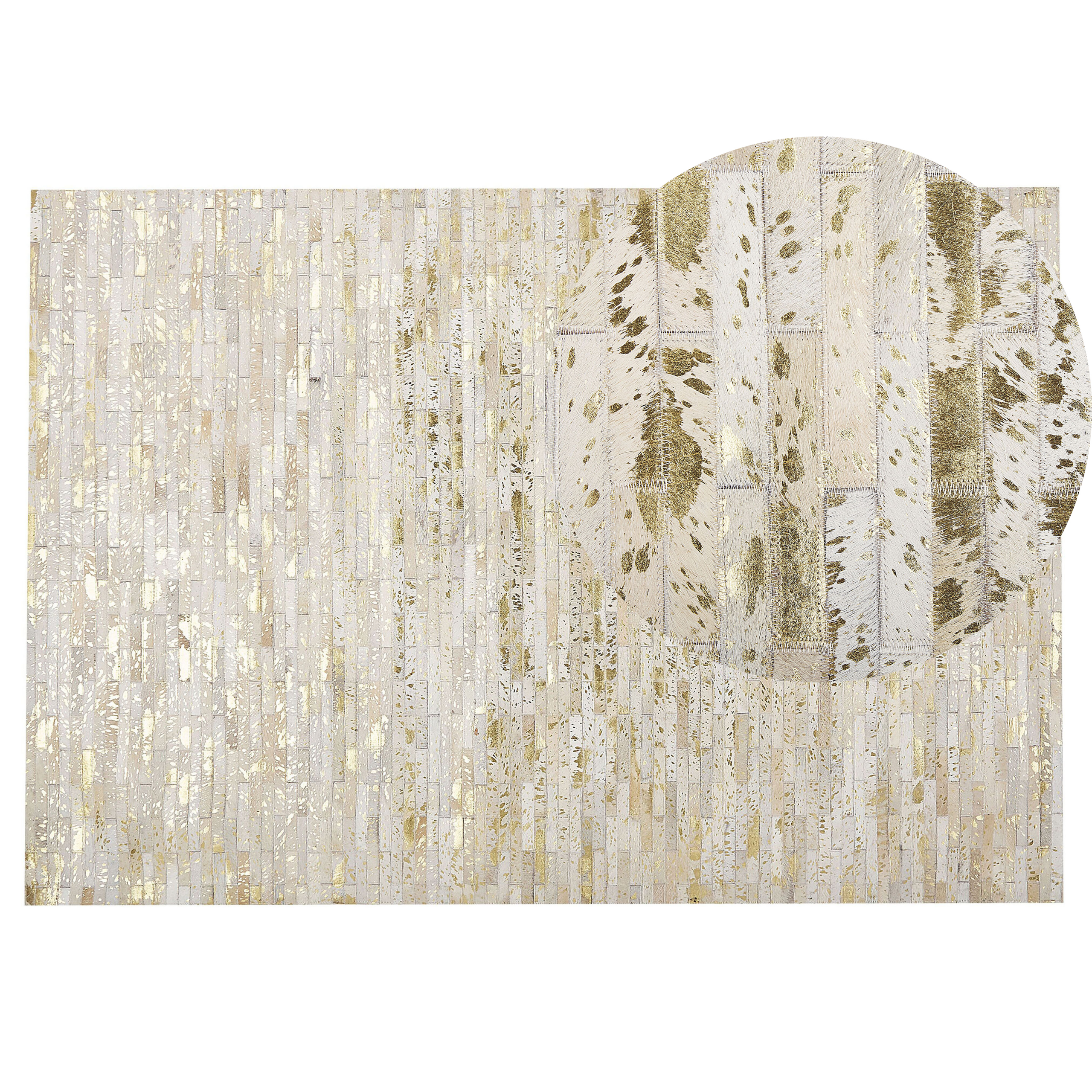 Vloerkleed patchwork goud/beige 140 x 200 cm TOKUL