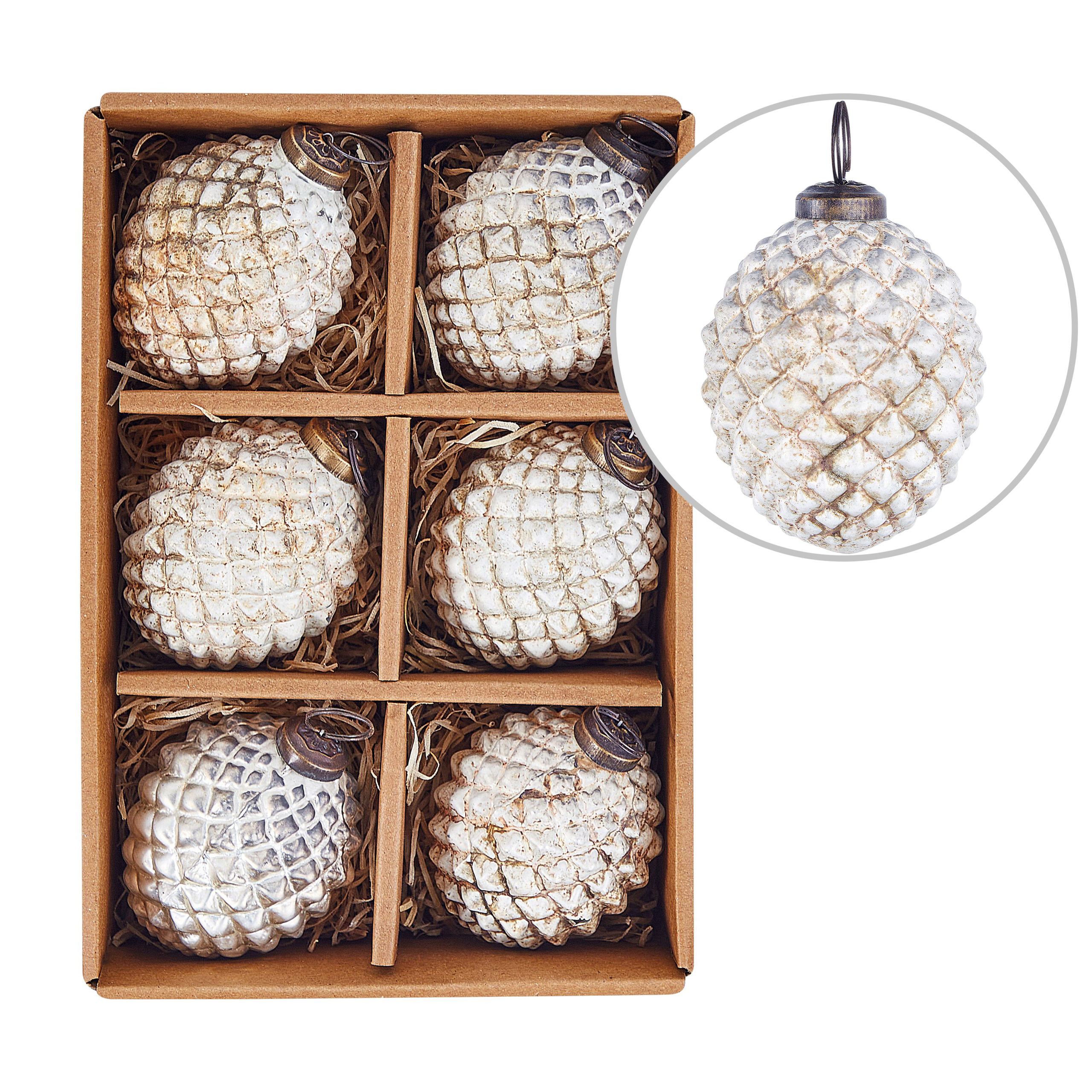 Kerstballen Set van 6 Gebroken wit LAITON