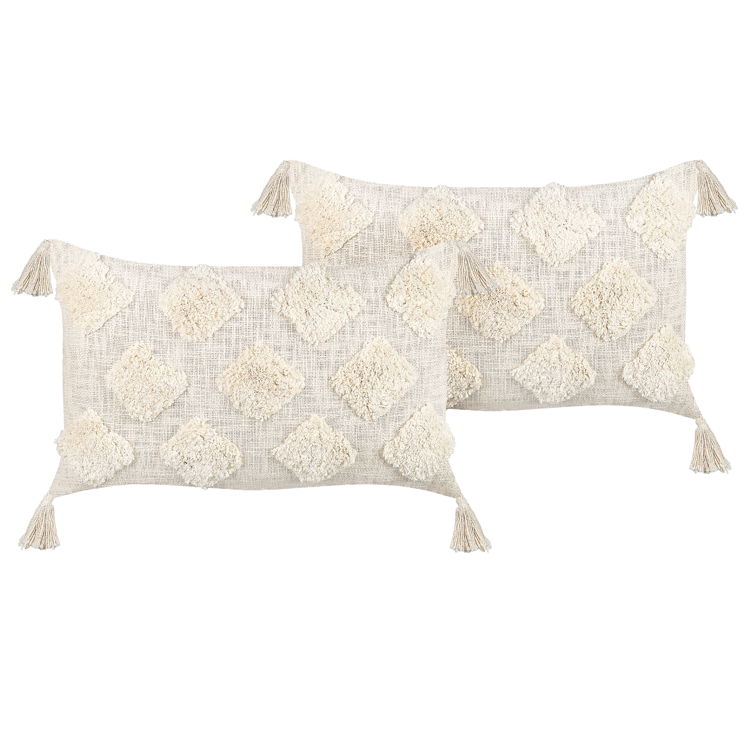 Sierkussen Getuft Katoen Lichtbeige PAPAVER 55 x 35 cm