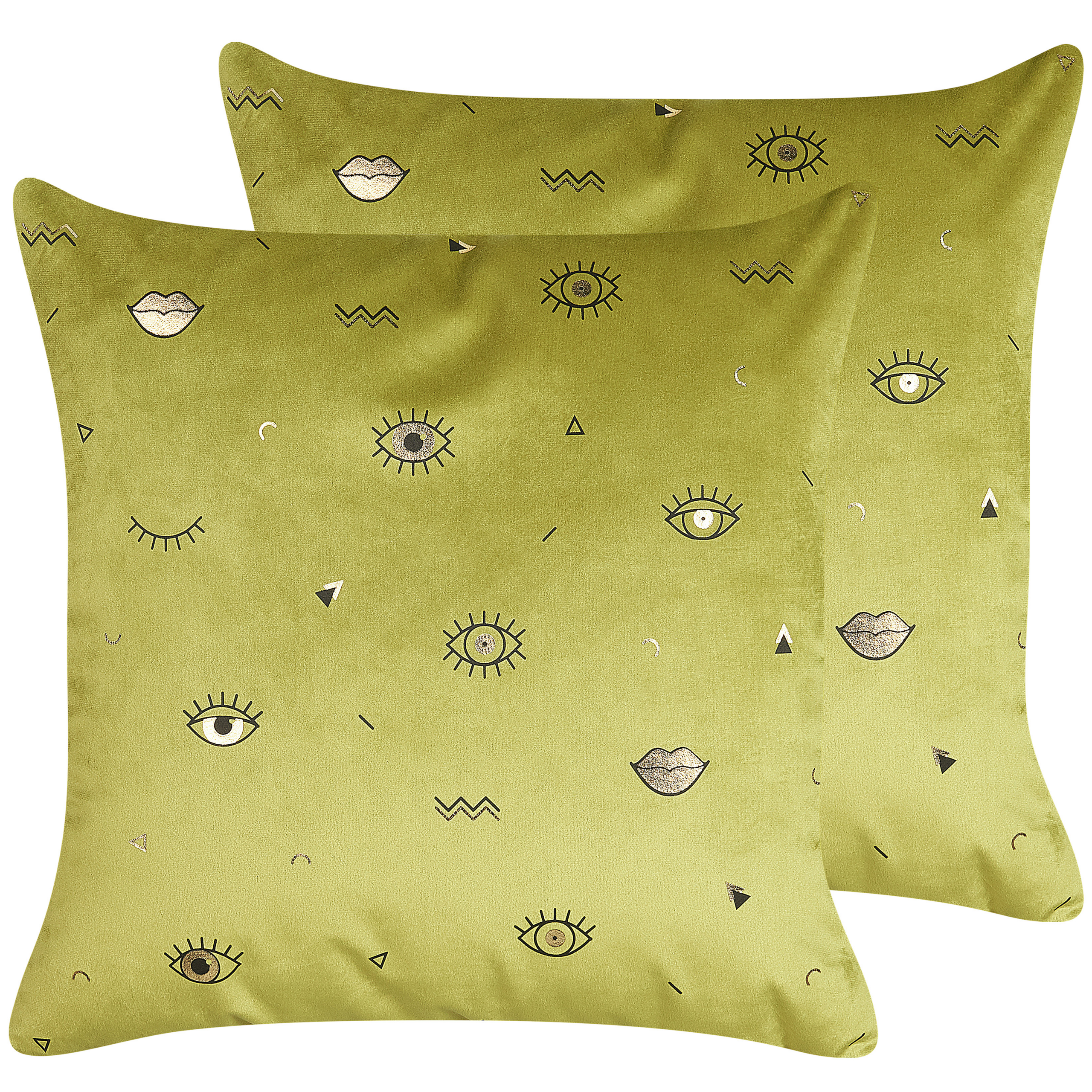 Set van 2 kussens Fluweel Olijfgroen AEONIUM 45 x 45 cm