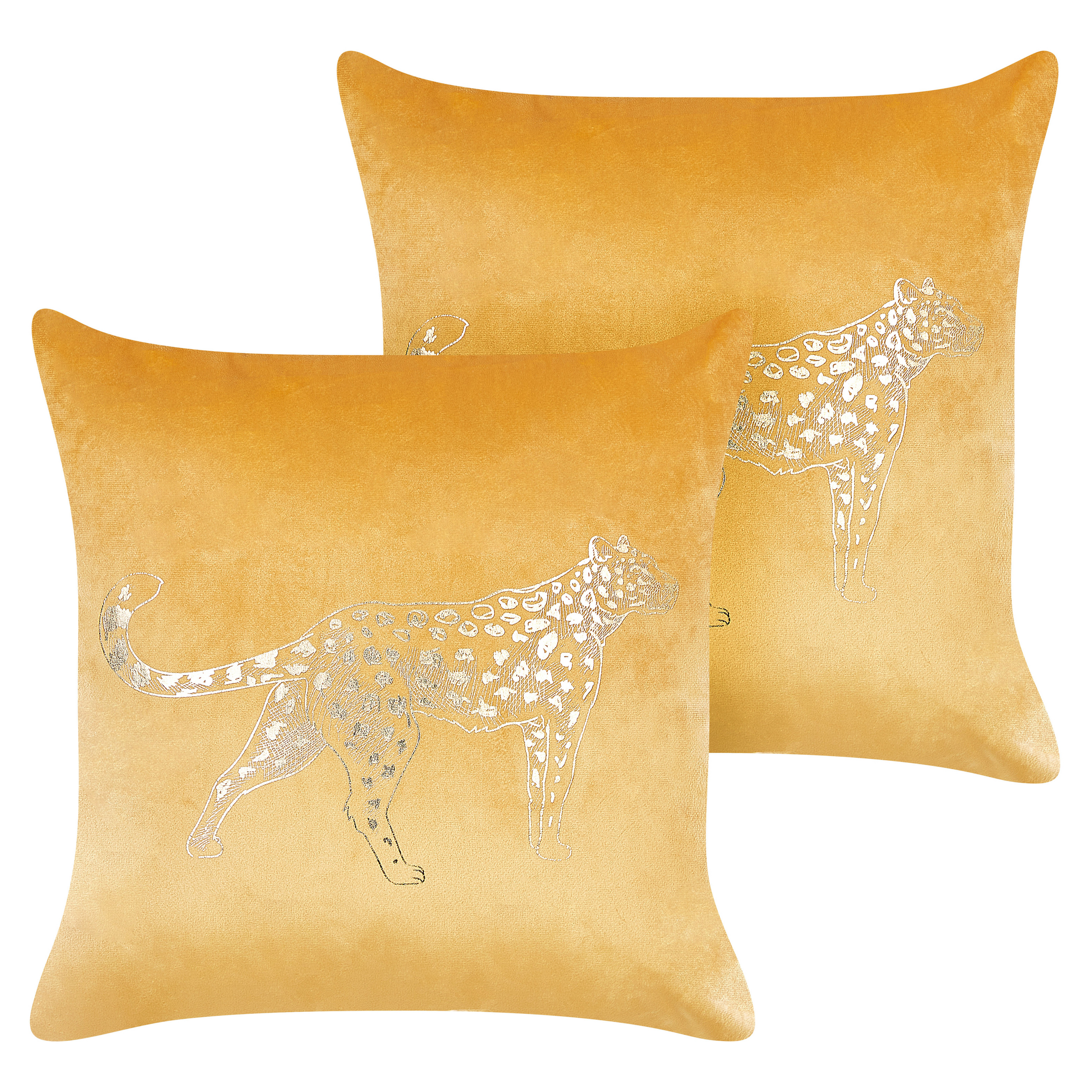 Set van 2 kussens Fluweel Mosterdgeel MARULA 45 x 45 cm