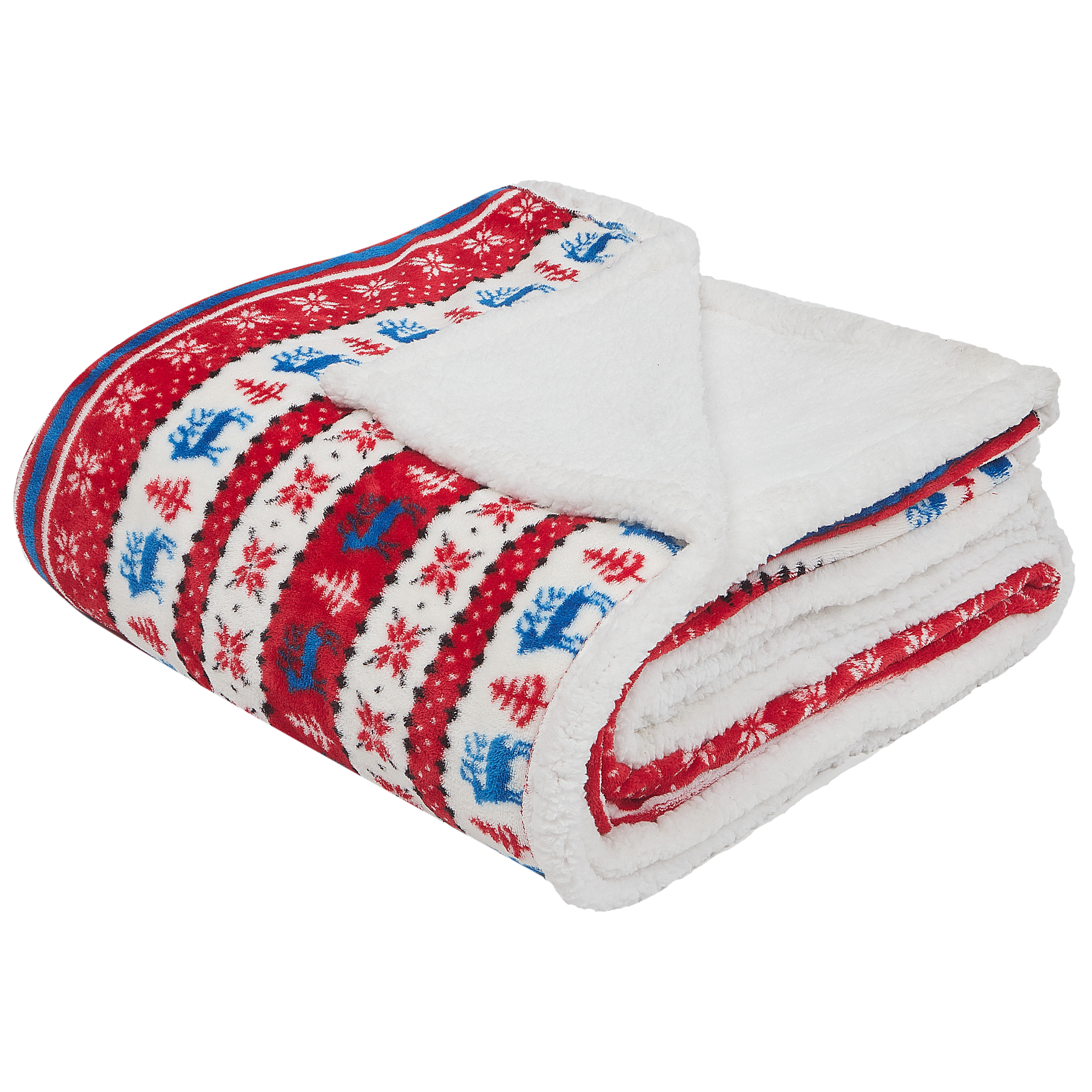 Plaid kerstmotief rood/blauw 200 x 220 cm REKA