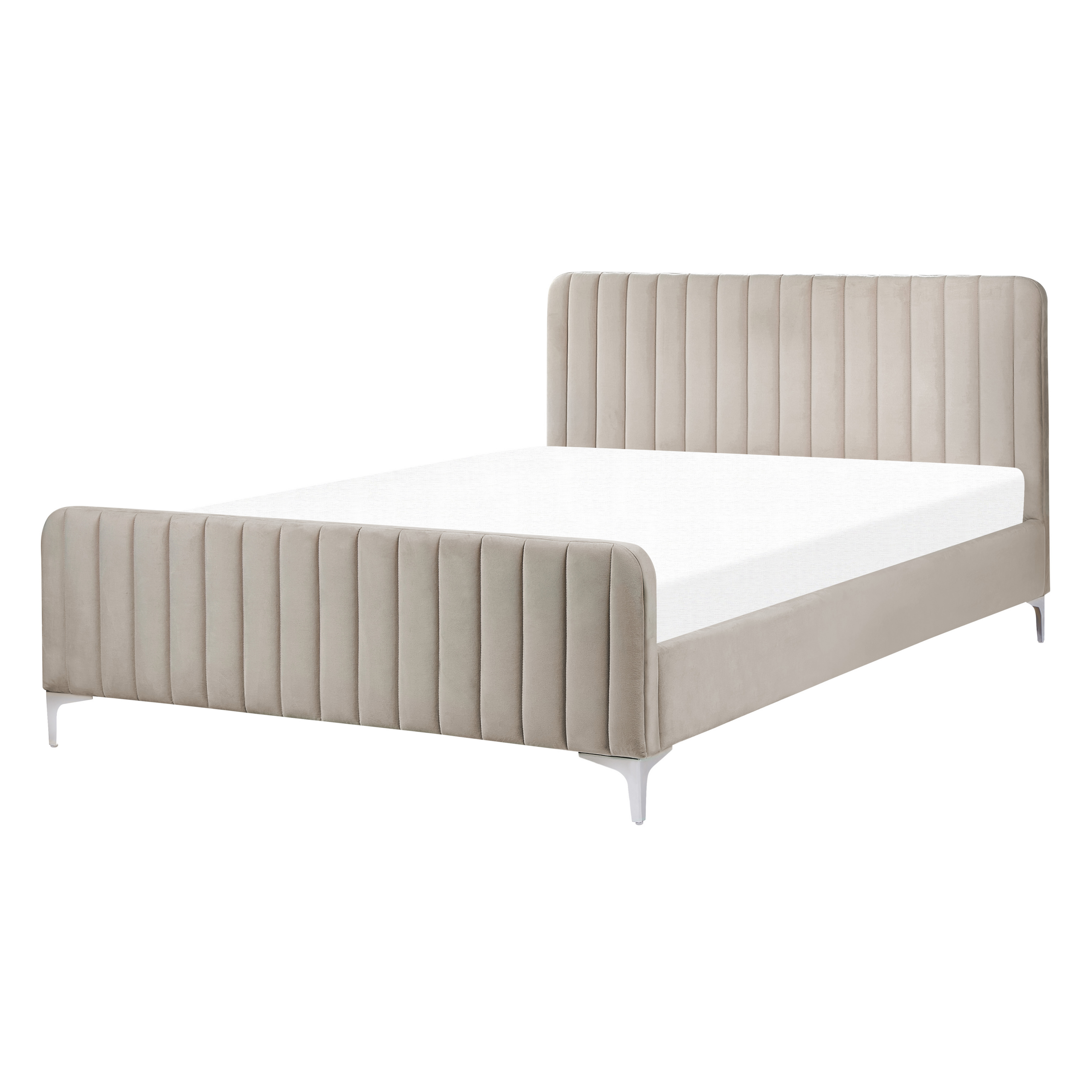 Beliani - Cama de casal em veludo taupe 140 x 200 cm LUNAN