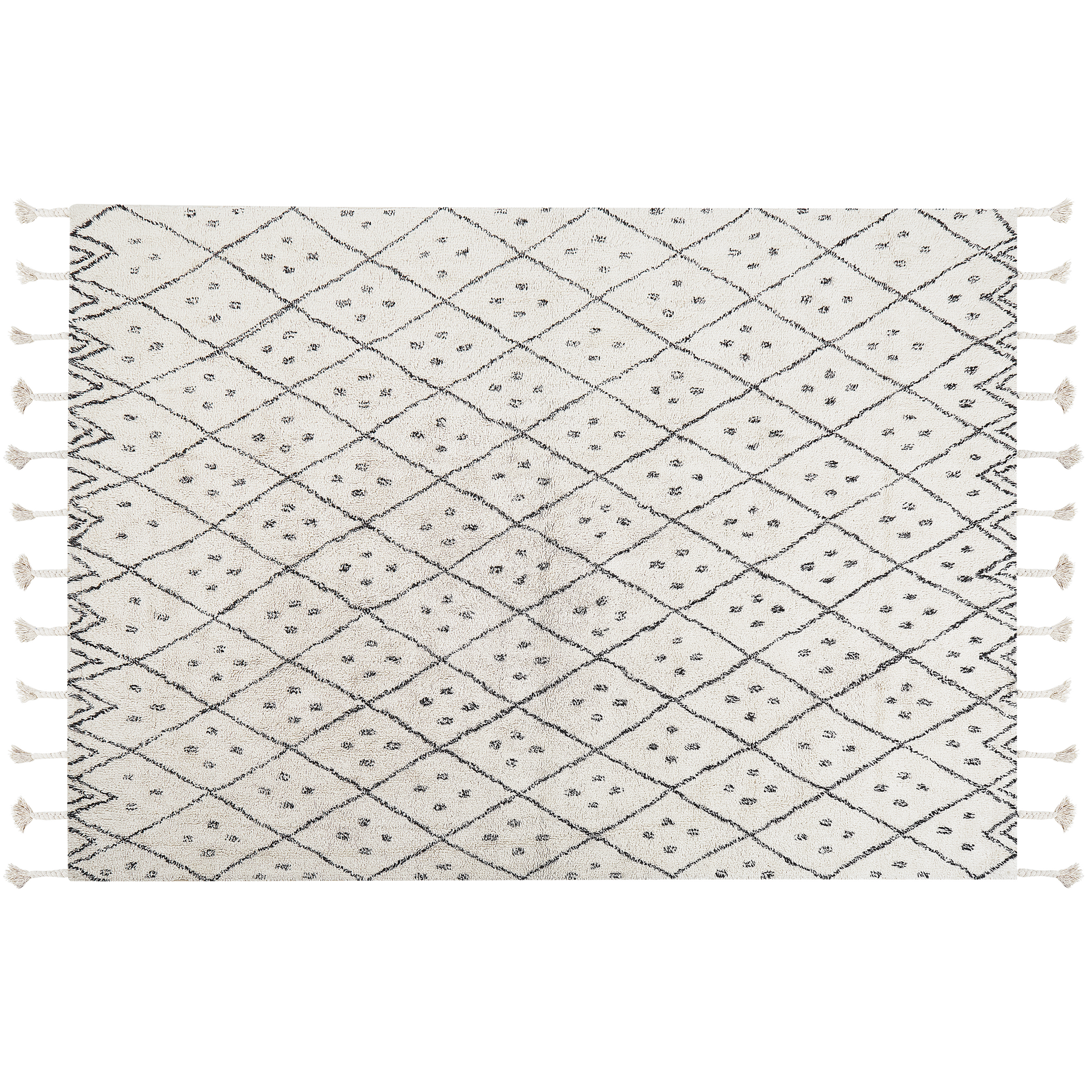 Vloerkleed katoen wit/zwart 160 x 230 cm AGADIR