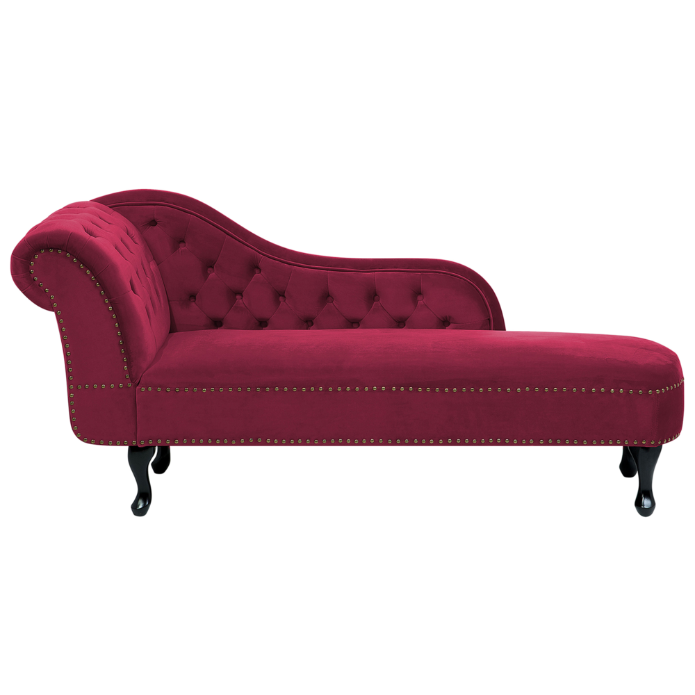 Image of Chaise longue Bordeaux versione sinistra Velluto Abbottonato soggiorno Stile Chesterfield
