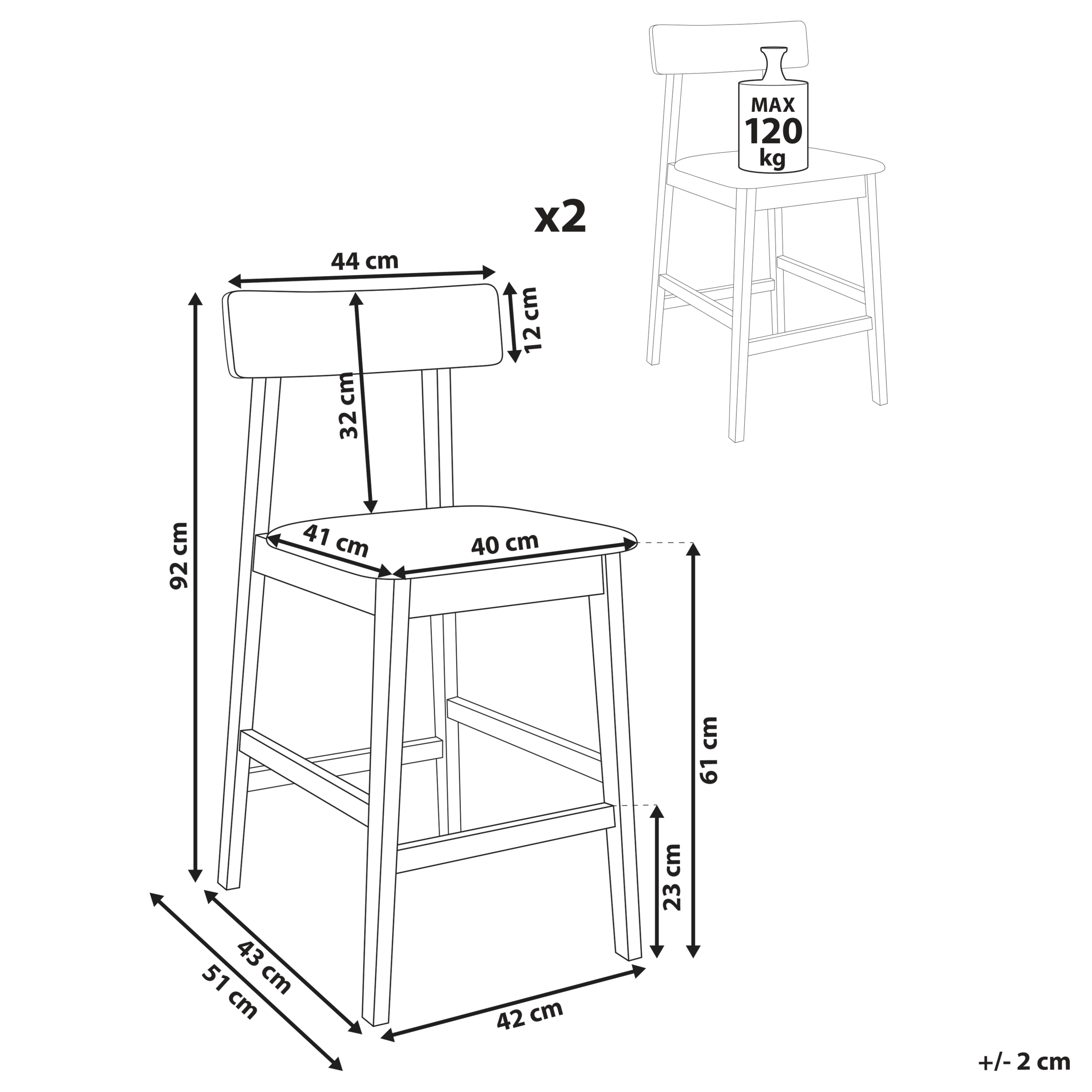 Set de 2 scaune de bar ISANTI Lemn Maro închis/Verde [3]