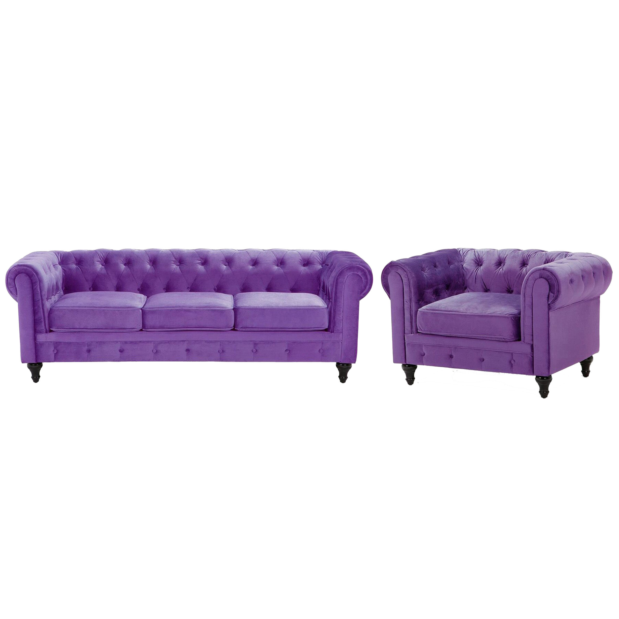 Bankenset fluweel paars CHESTERFIELD