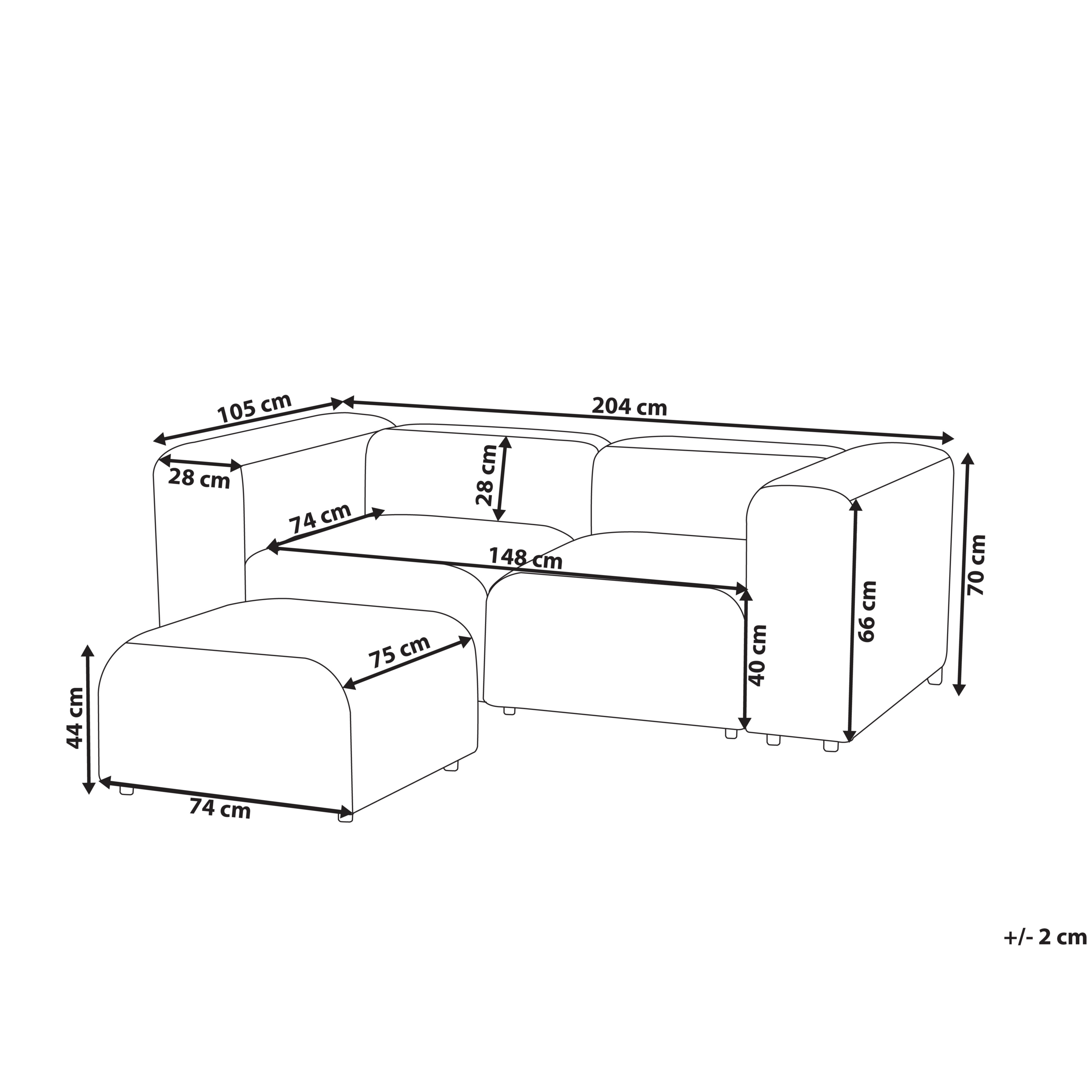 imagem de Sofá modular 2 lugares com repousa-pés em bouclé cinzento escuro FALSTERBO3