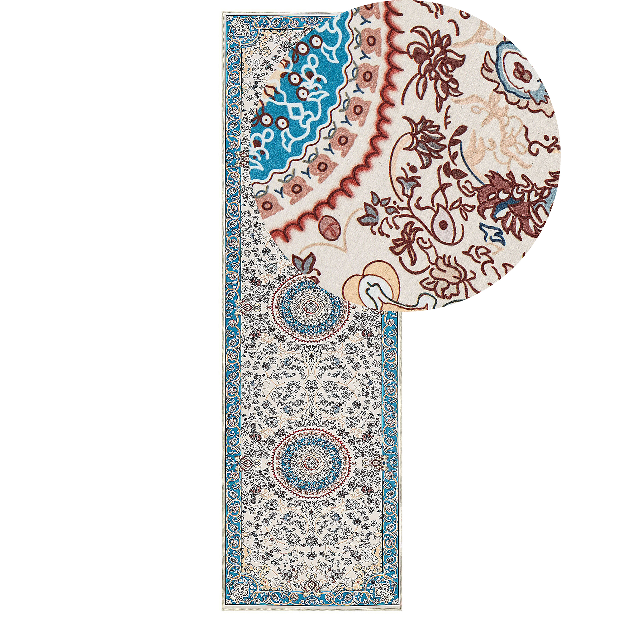 Vloerkleed polyester beige/blauw 60 x 200 cm GORDES