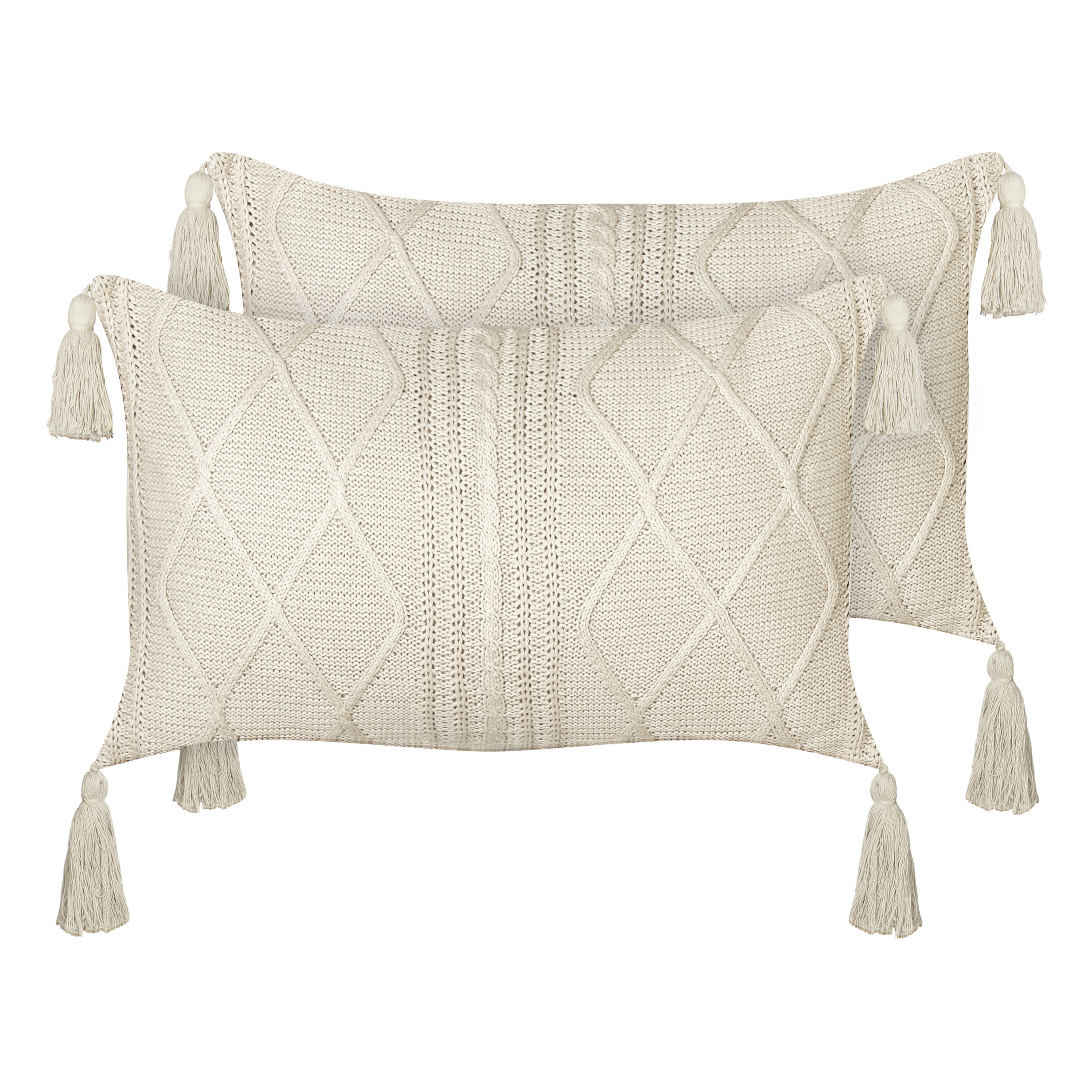 Set van 2 kussens Katoen Lichtbeige CAESIA 30 x 50 cm