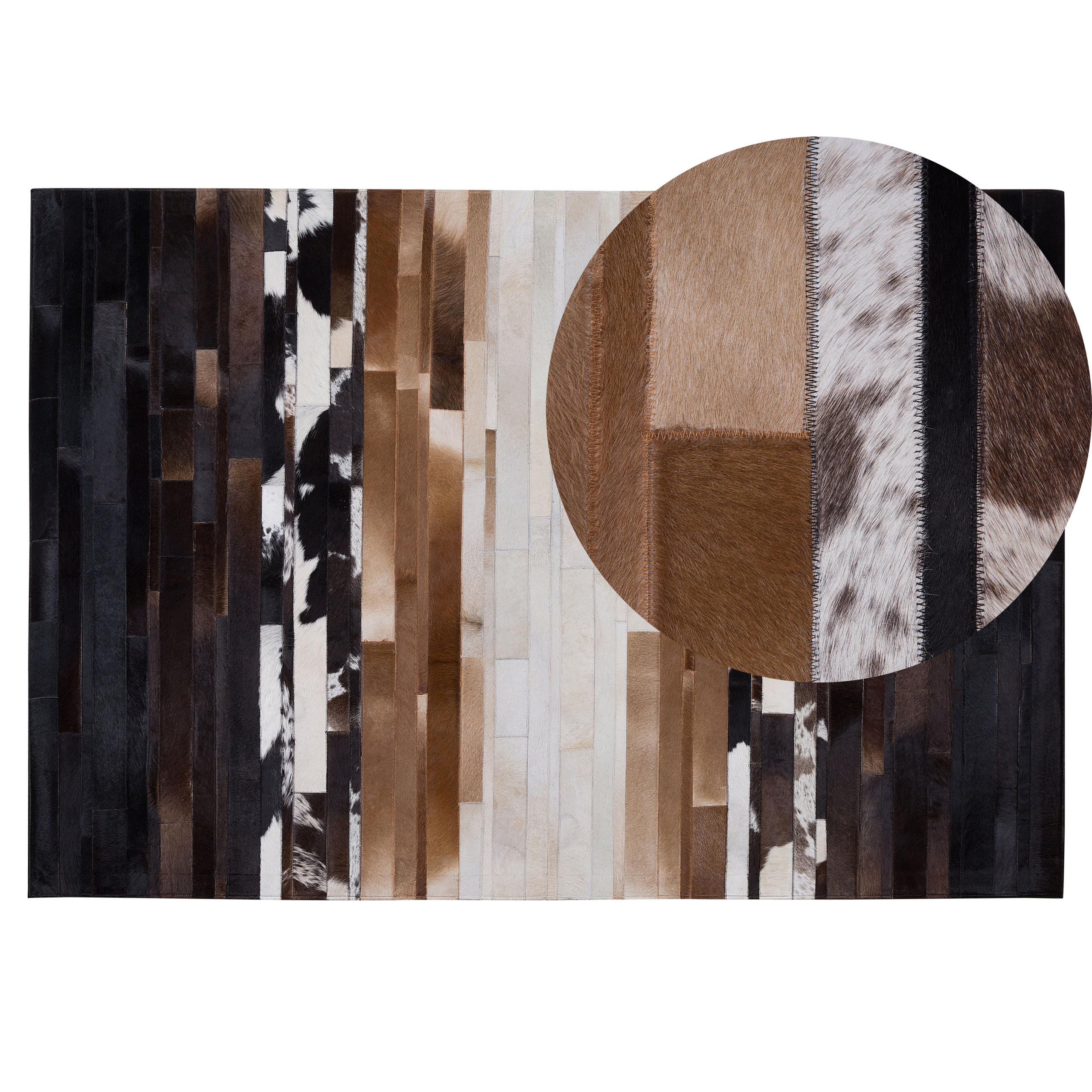 Vloerkleed leer zwart/beige 140 x 200 cm DALYAN