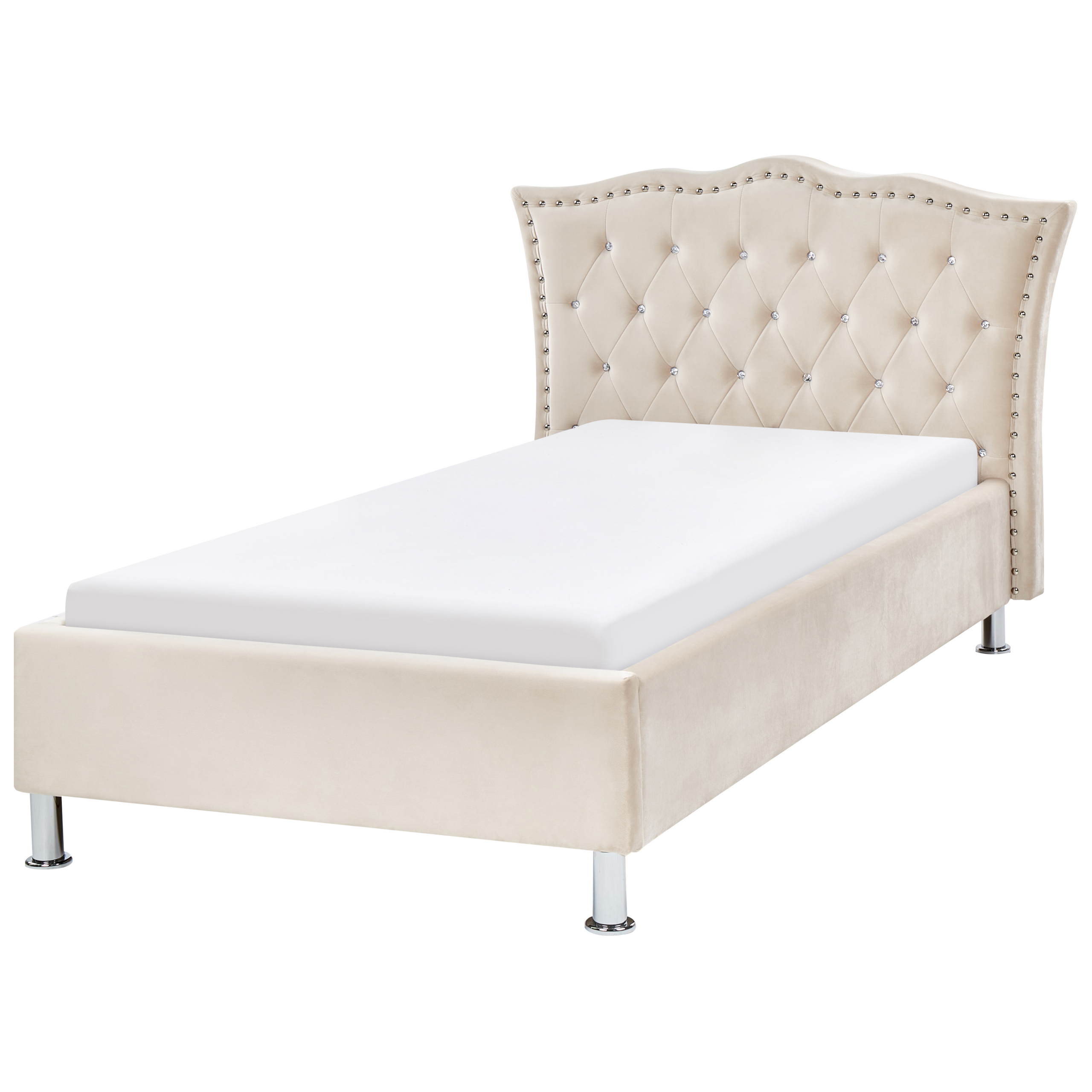 Bed fluweel beige 90 x 200 cm METZ