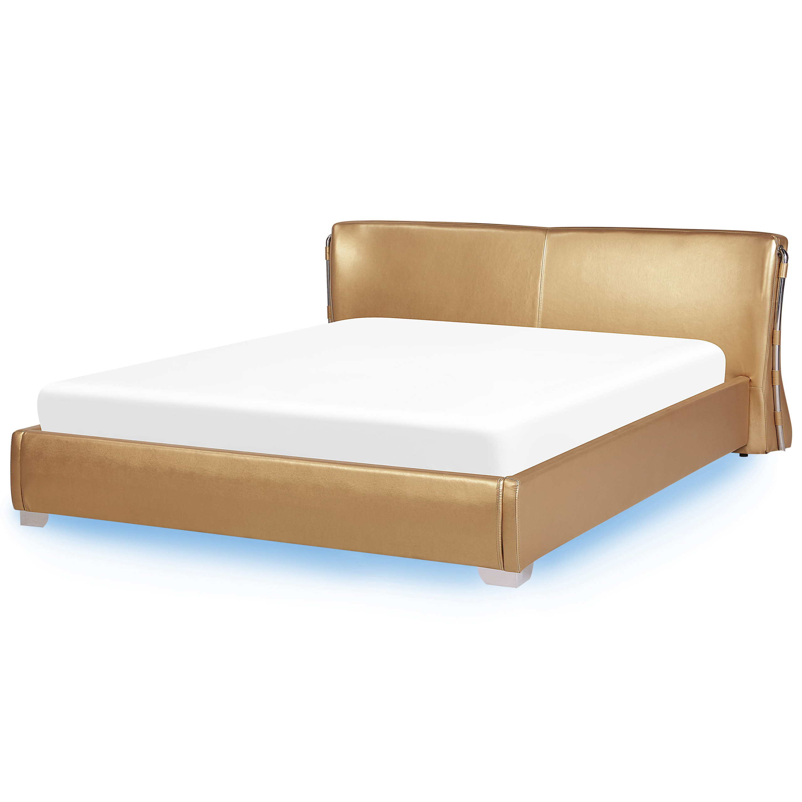 Bed met LED leer goud 180 x 200 cm PARIS
