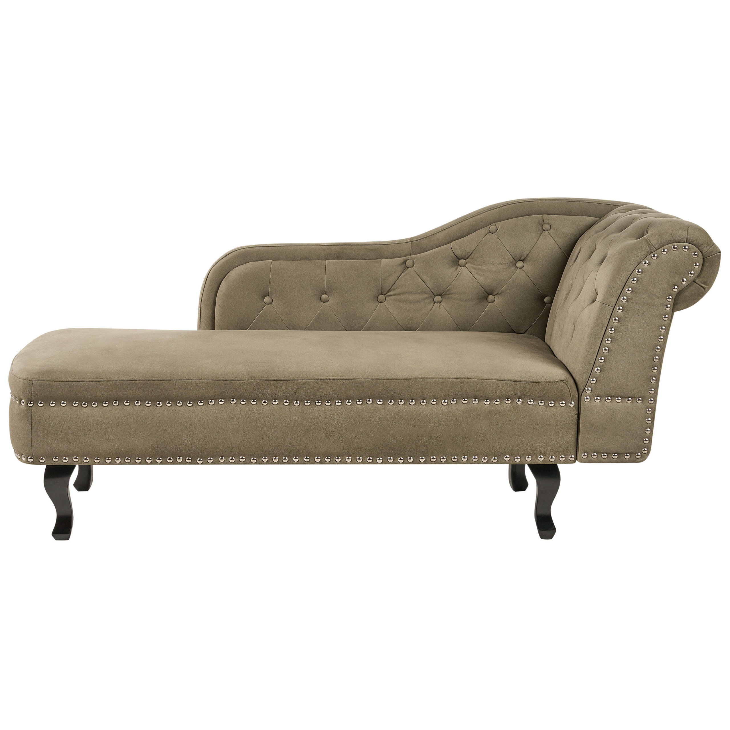 Chaise longue fluweel olijfgroen rechtszijdig NIMES