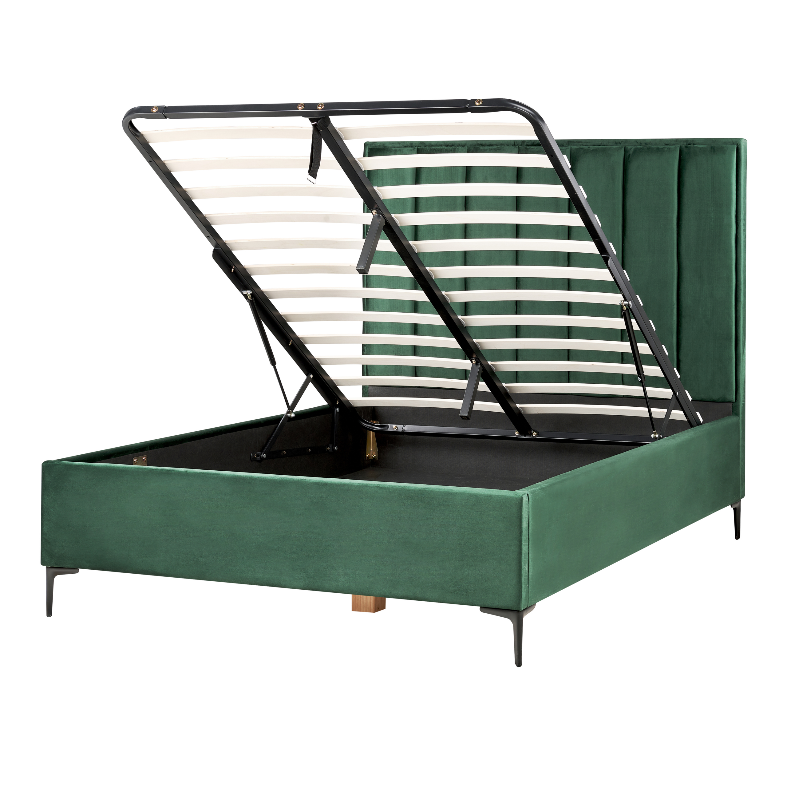 Bed met opbergruimte fluweel donkergroen 140 x 200 cm SEZANNE