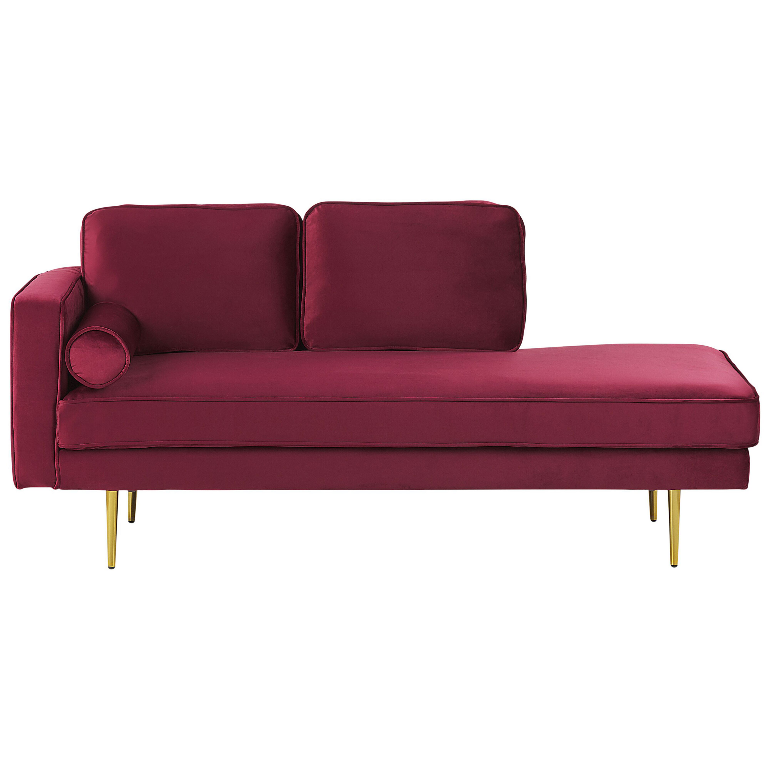 Chaise longue fluweel donkerrood linkszijdig MIRAMAS