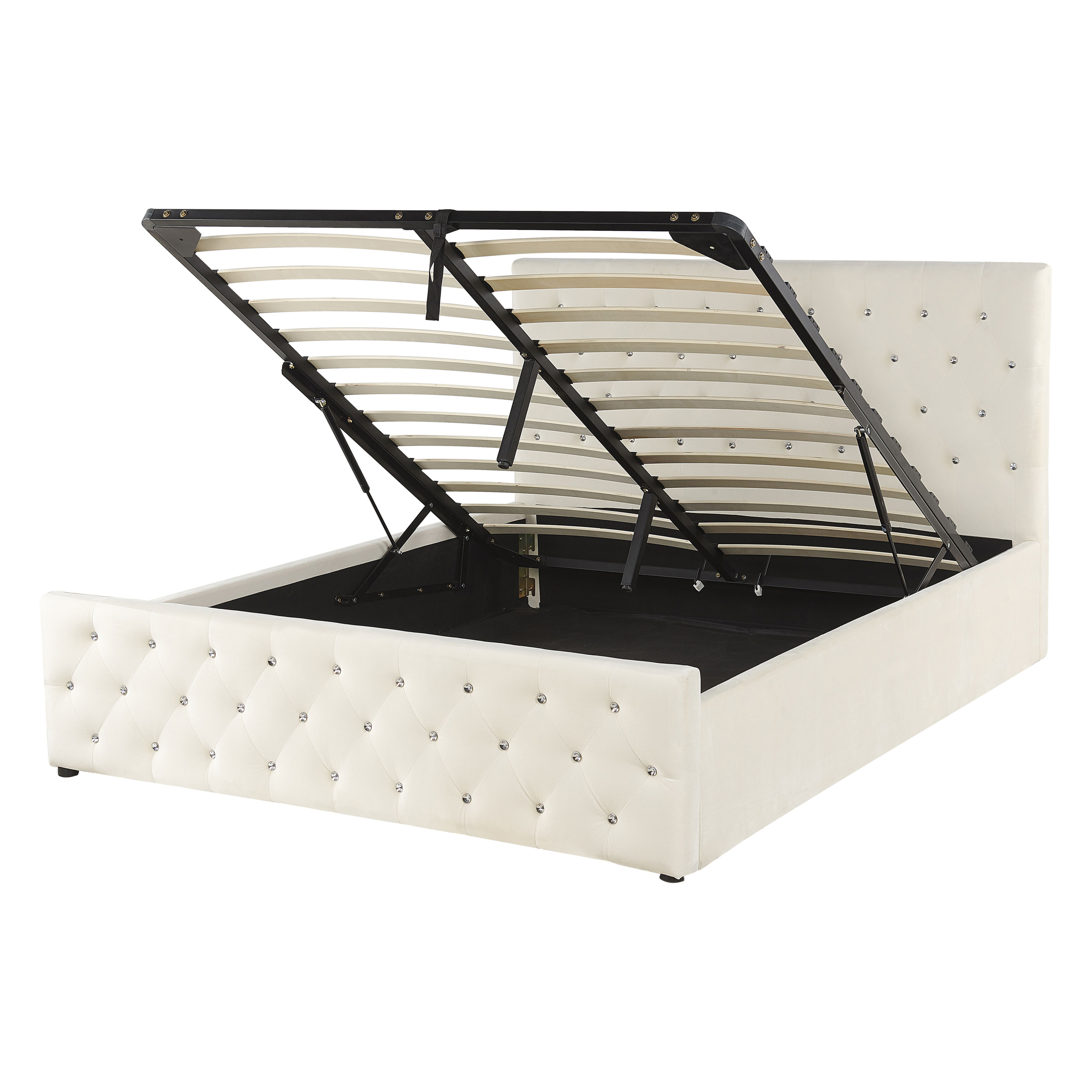 Bed met opbergruimte fluweel beige 140 x 200 cm AMIENS