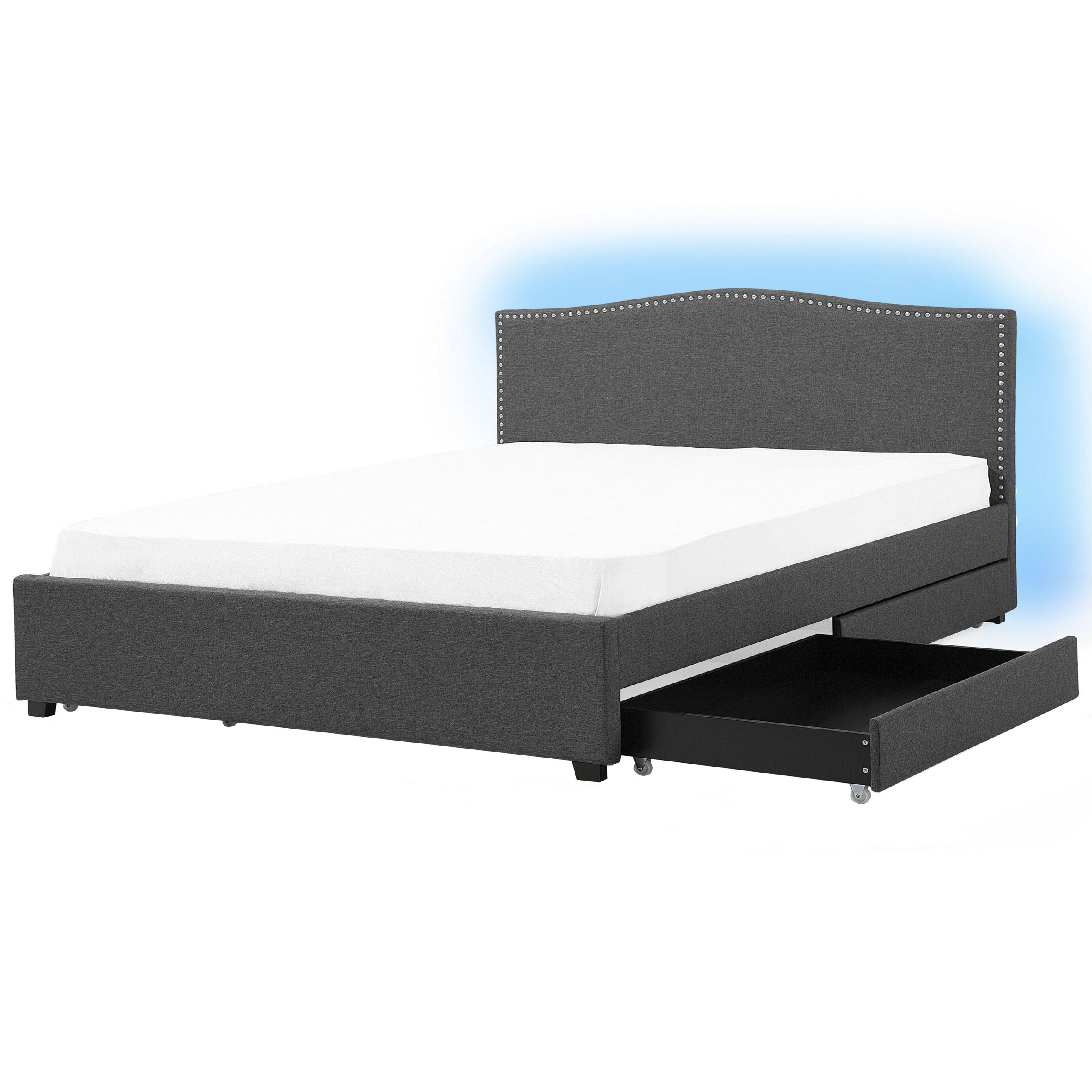 Bed met LED opbergruimte stof grijs 180 x 200 cm MONTPELLIER