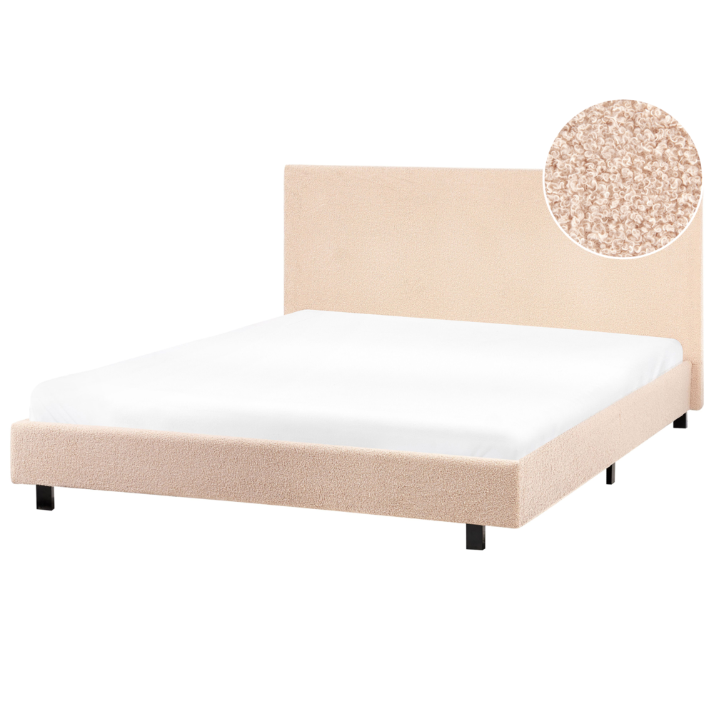 Letto ad acqua bouclé beige 140 x 200 cm con materasso poggiatesta Design moderno