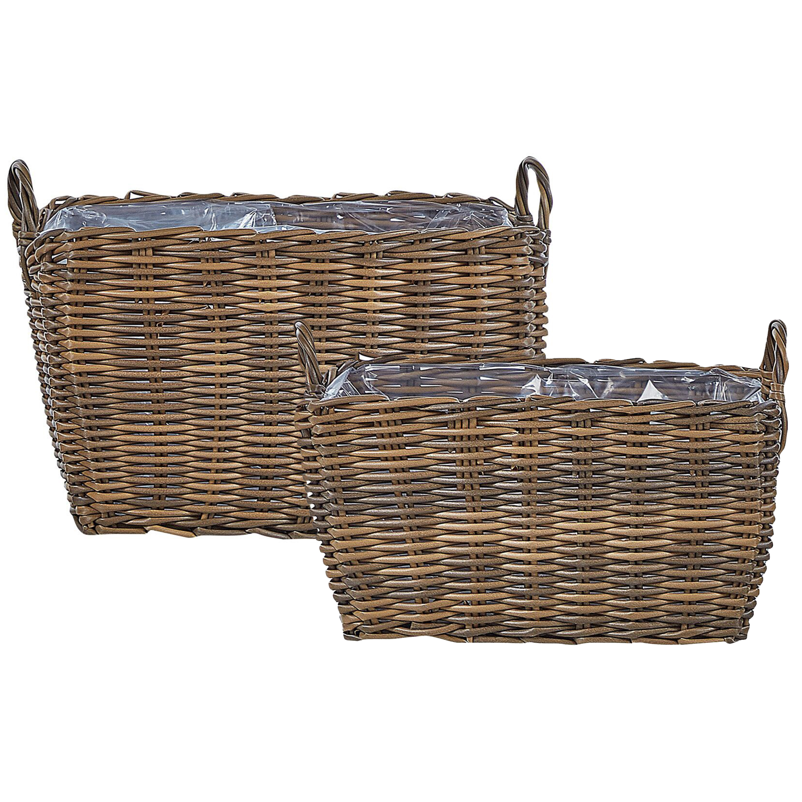 Bloempot set van 2 rotan bruin ORMOS