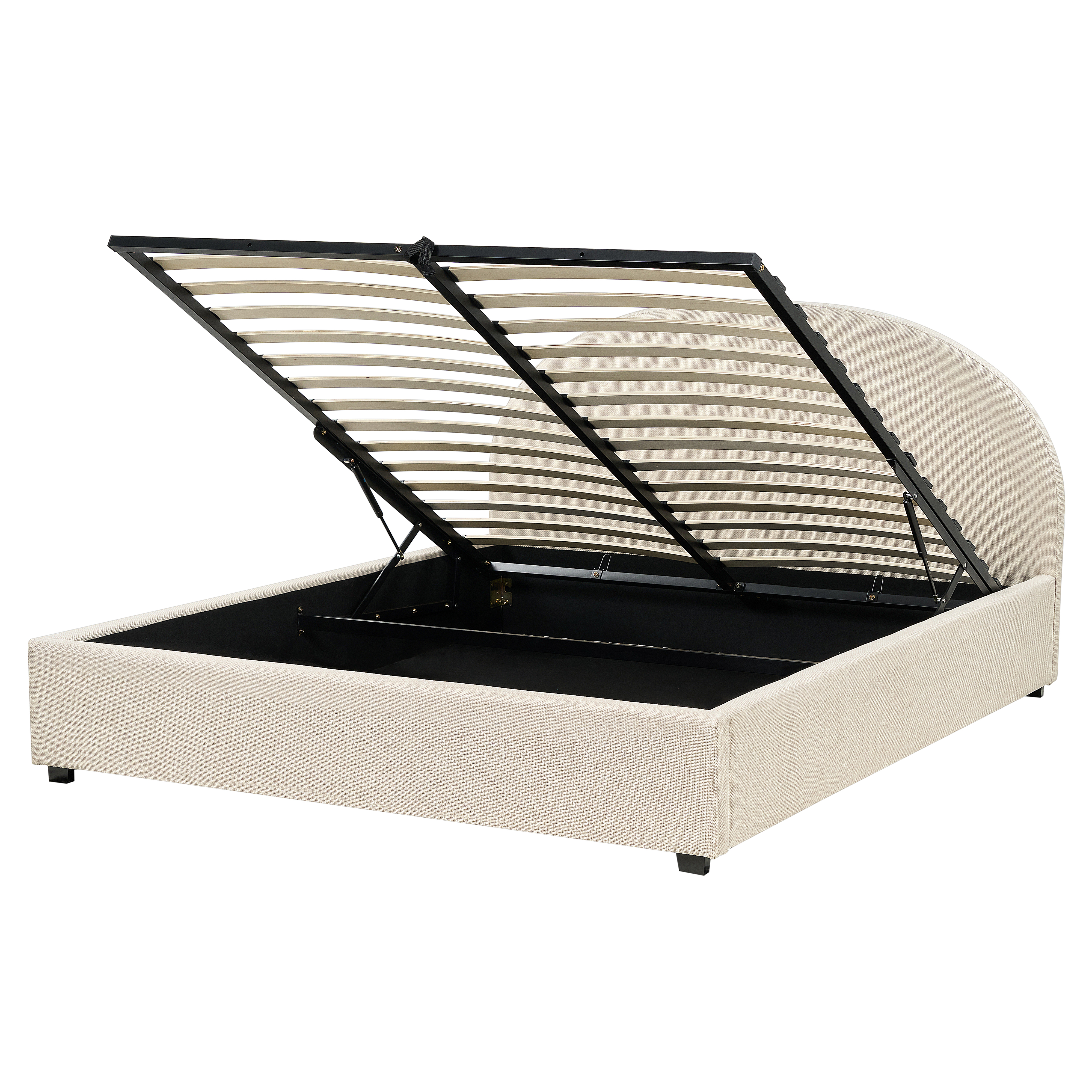 Bed met opbergruimte stof beige 160 x 200 cm VAUCLUSE