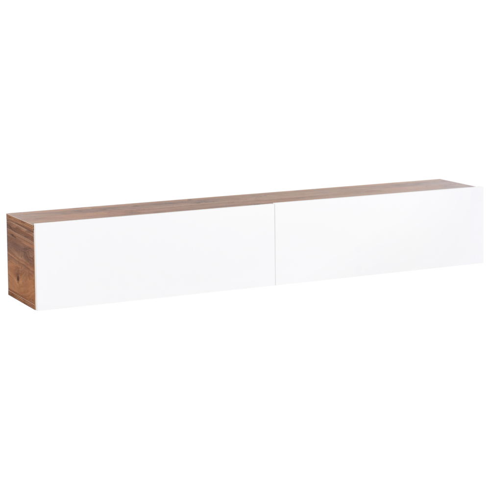 Mobile Porta TV a parete bianco e marrone 180 cm fino a 70ʺ 2 porte Design minimalista Soggiorno