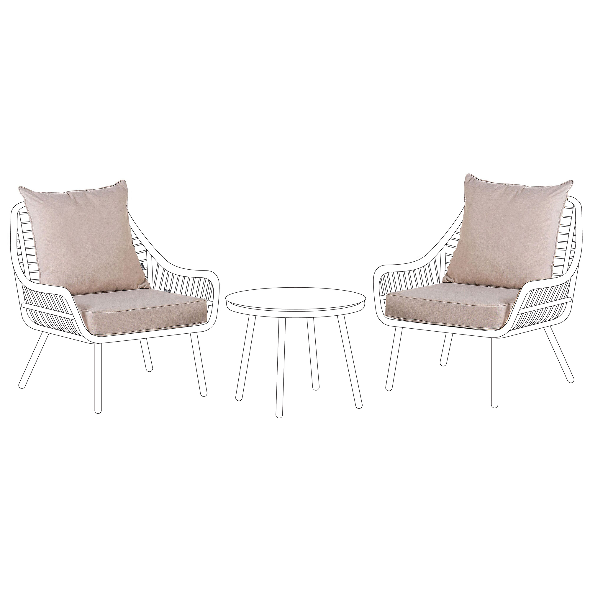 Image of Set di copricuscini per esterni per seduta e schienale Beige UV resistente stile minimalista