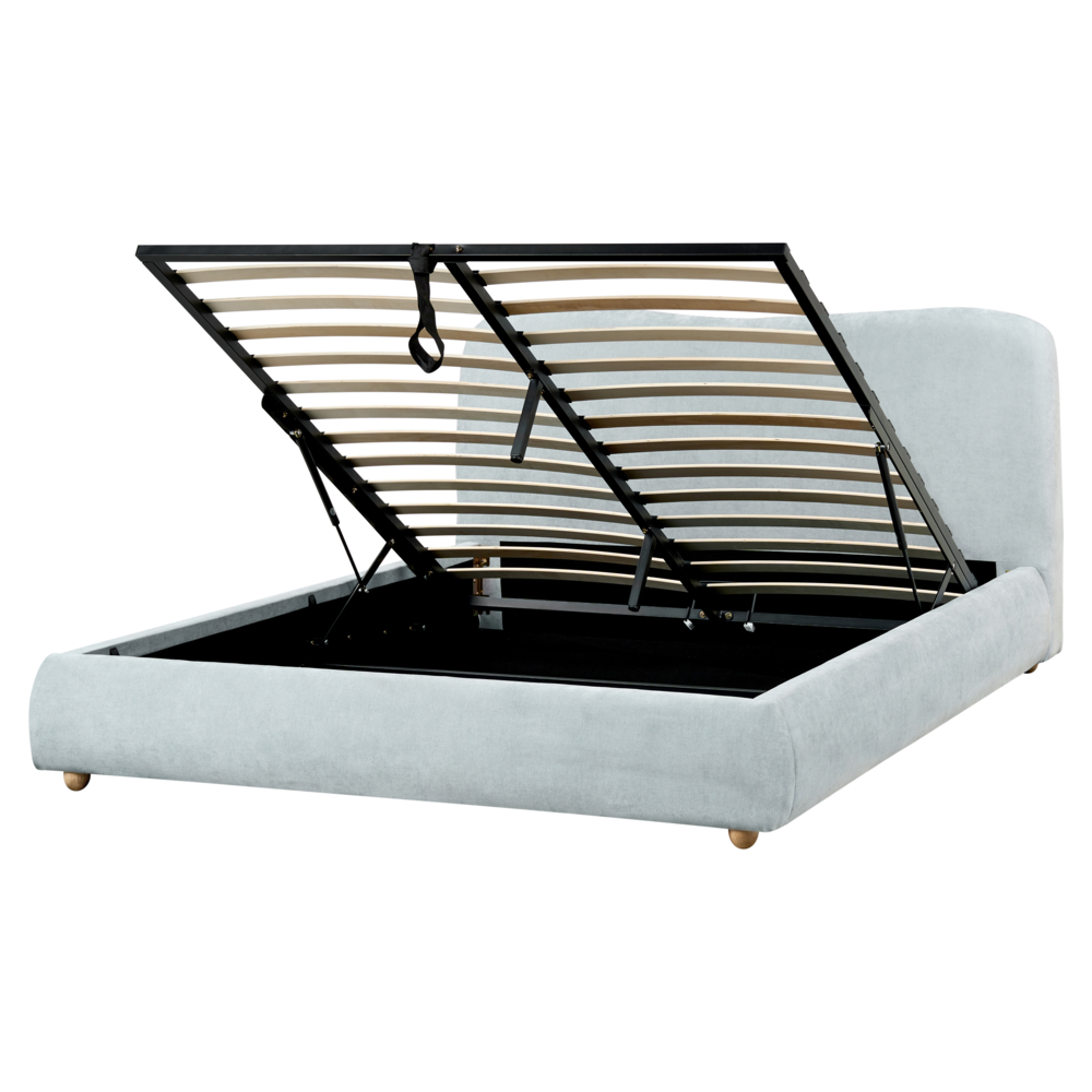 Letto contenitore Tessuto azzurro poliestere 160 x 200 cm Design moderno e minimalista Ottomana