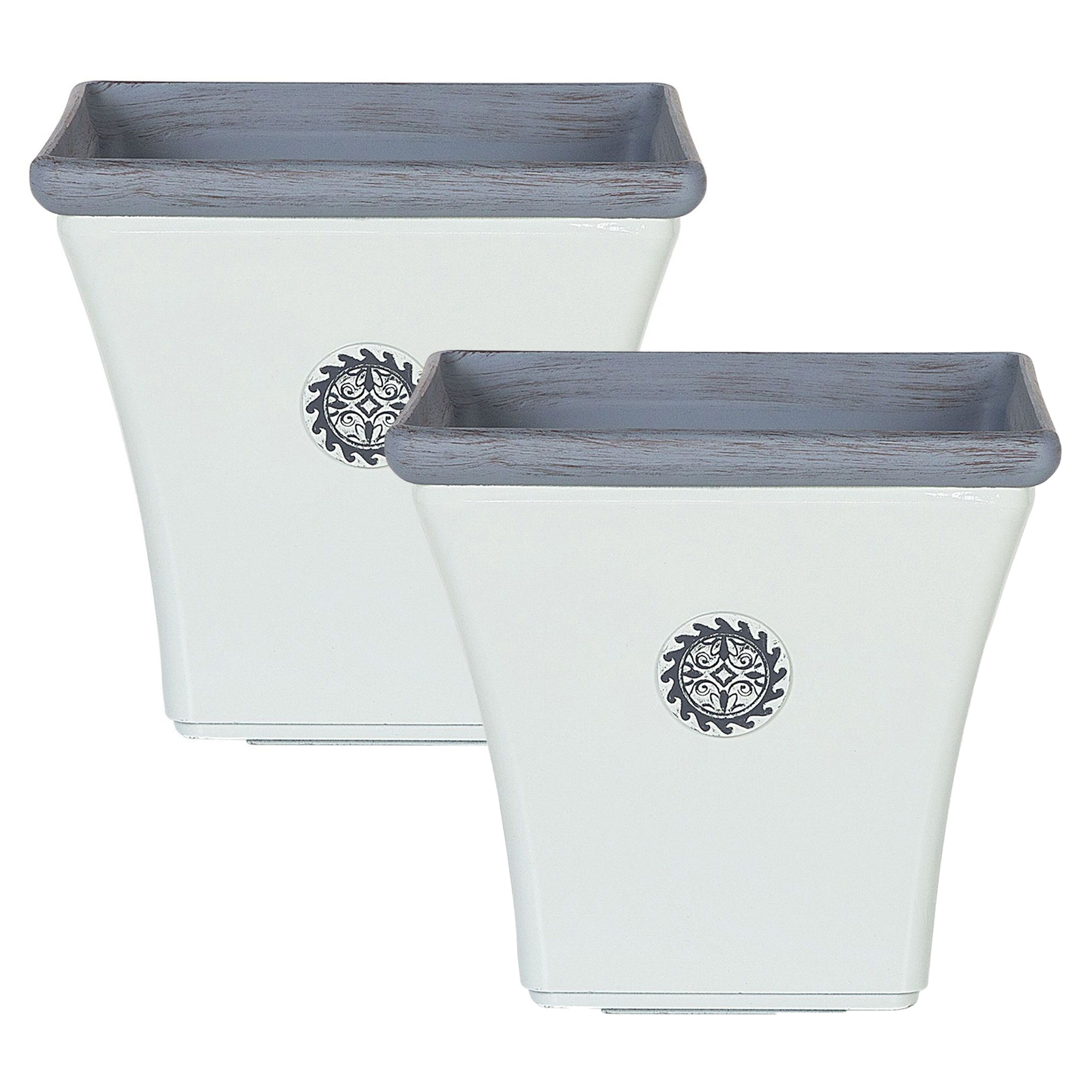 Bloempot set van 2 wit 37 x 37 x 35 cm ELATEIA