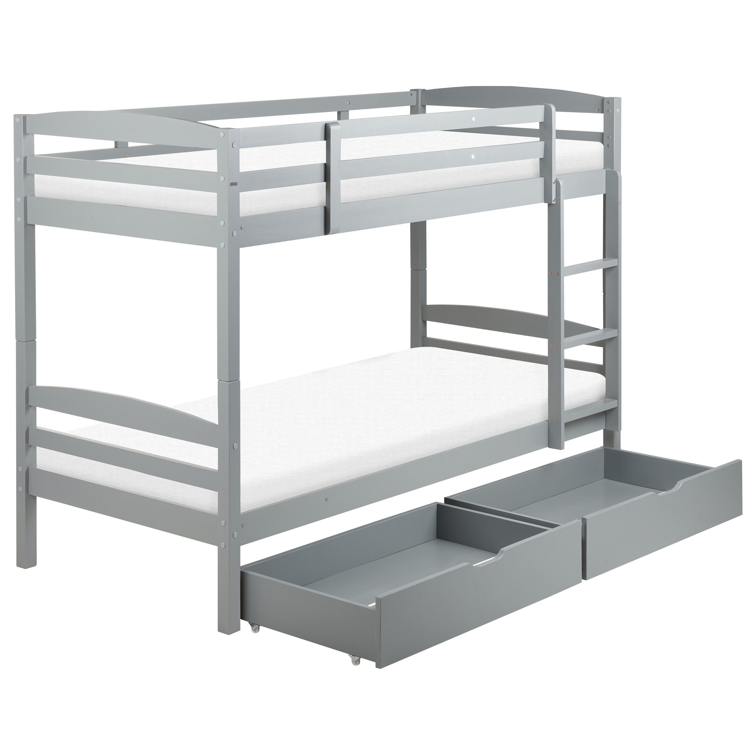 Stapelbed met opbergruimte hout grijs 90 x 200 cm REGAT