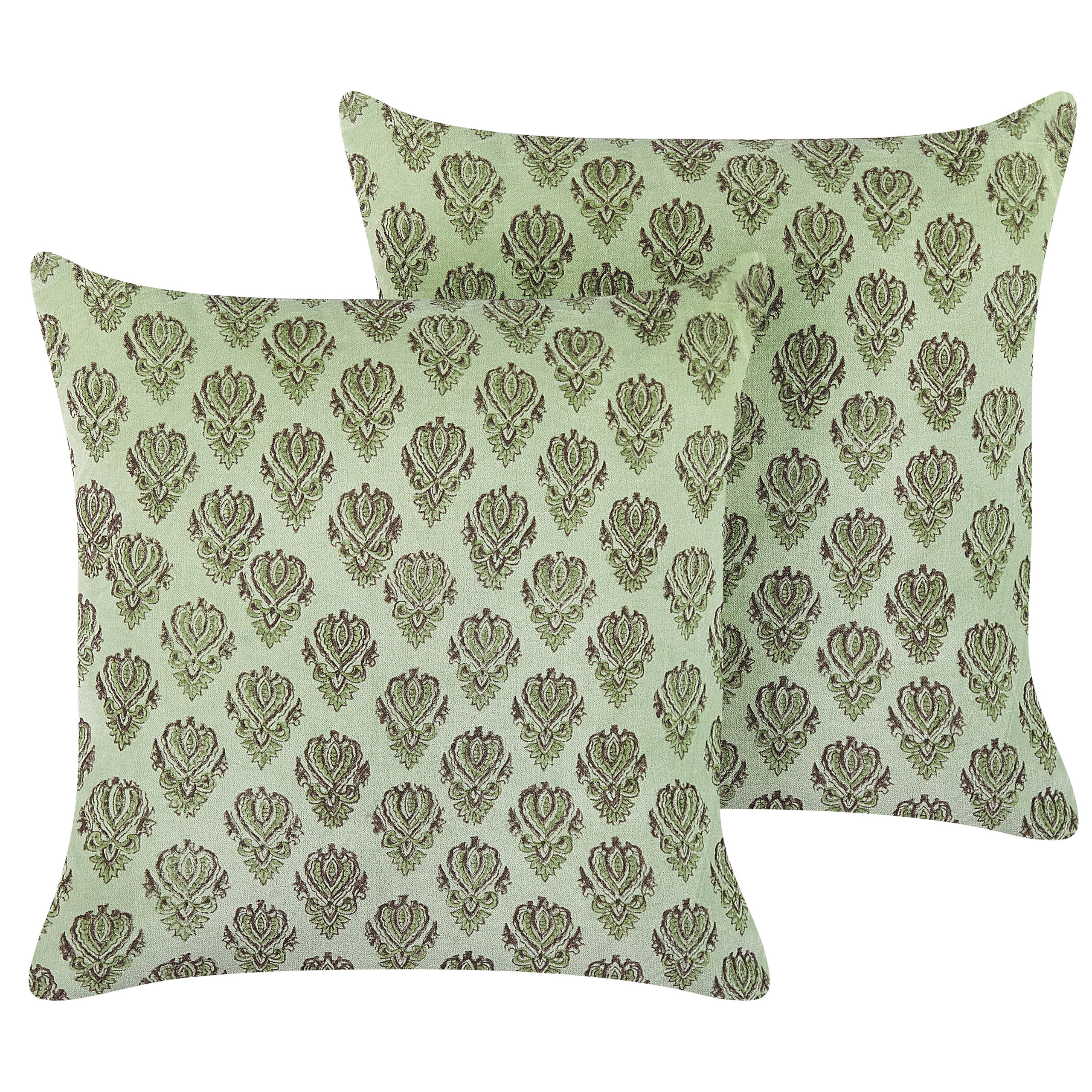 Set van 2 kussens Blokprint Katoen Groen RUNGIA 45 x 45 cm