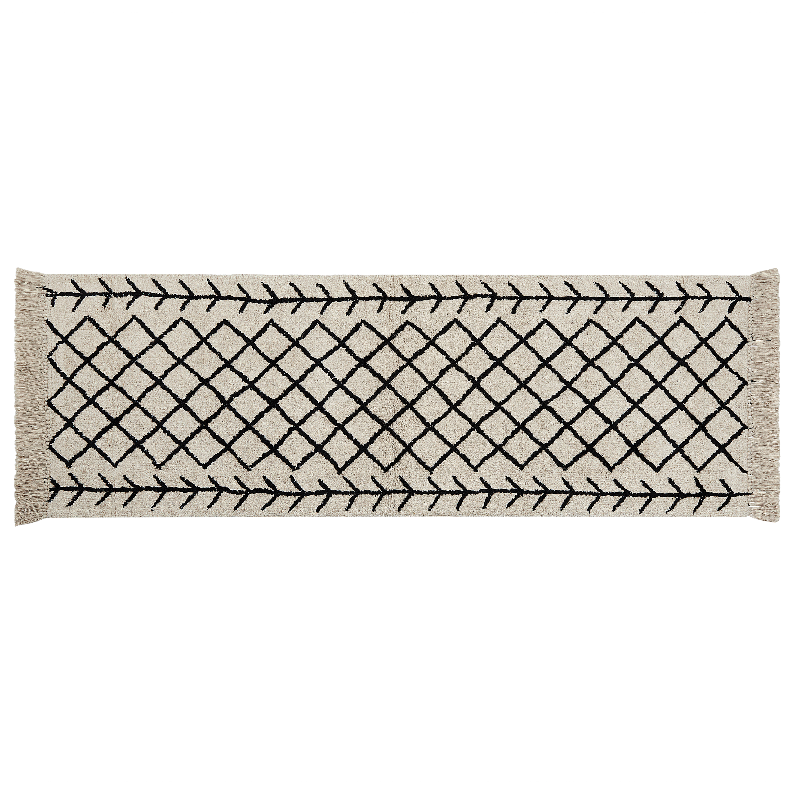 Vloerkleed katoen beige/zwart 80 x 230 cm BOZKIR